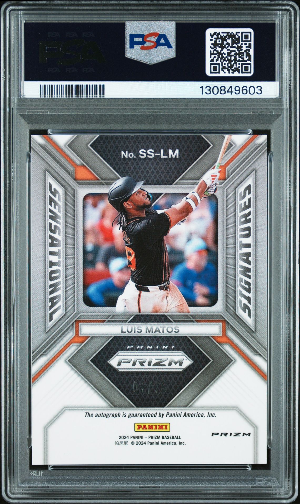 2024 Panini Prizm Sensational Signatures Luis Matos #Sslm (Sensational Sig-Mojo Prizm) Gem Mt 10 back