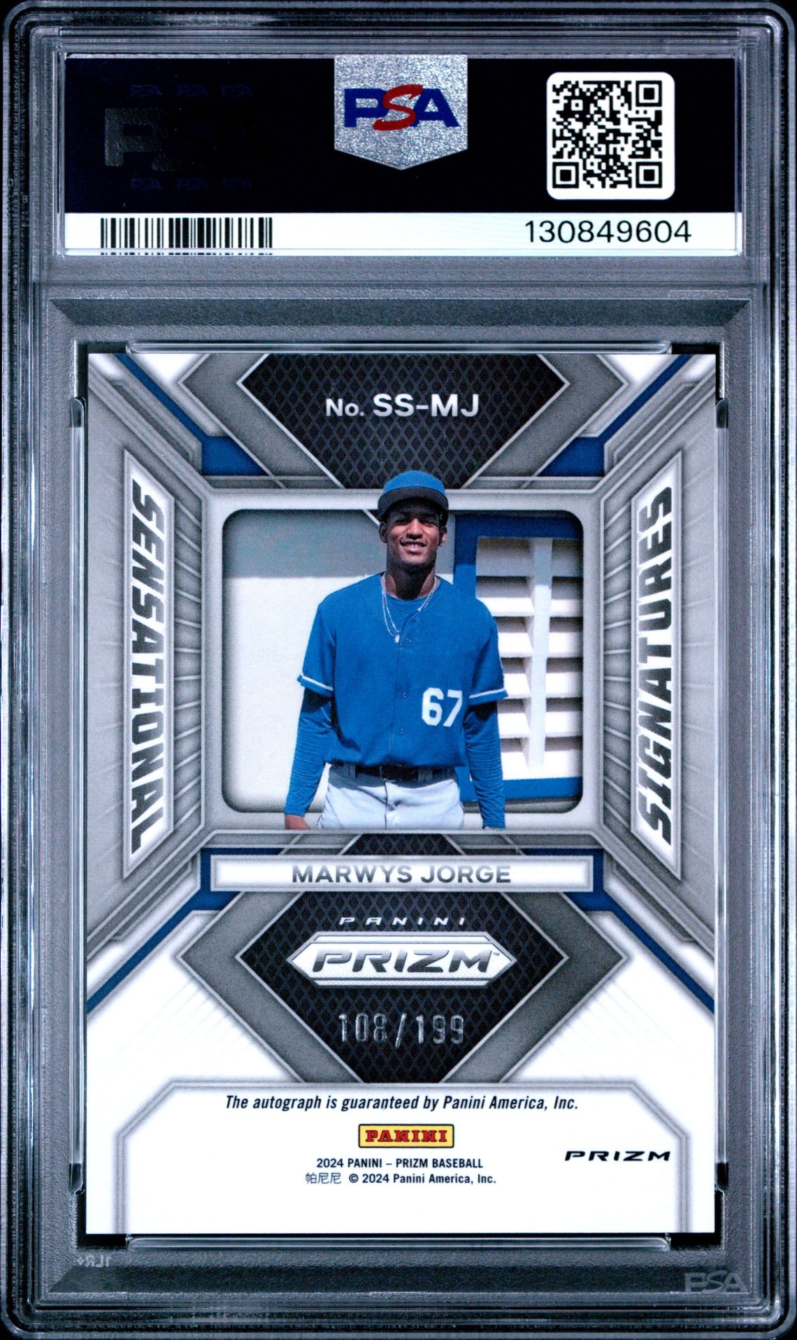 2024 Panini Prizm Sensational Signatures Marwys Jorge #Ssmj (Sensational Sig-Pulsar Prz) Gem Mt 10 back