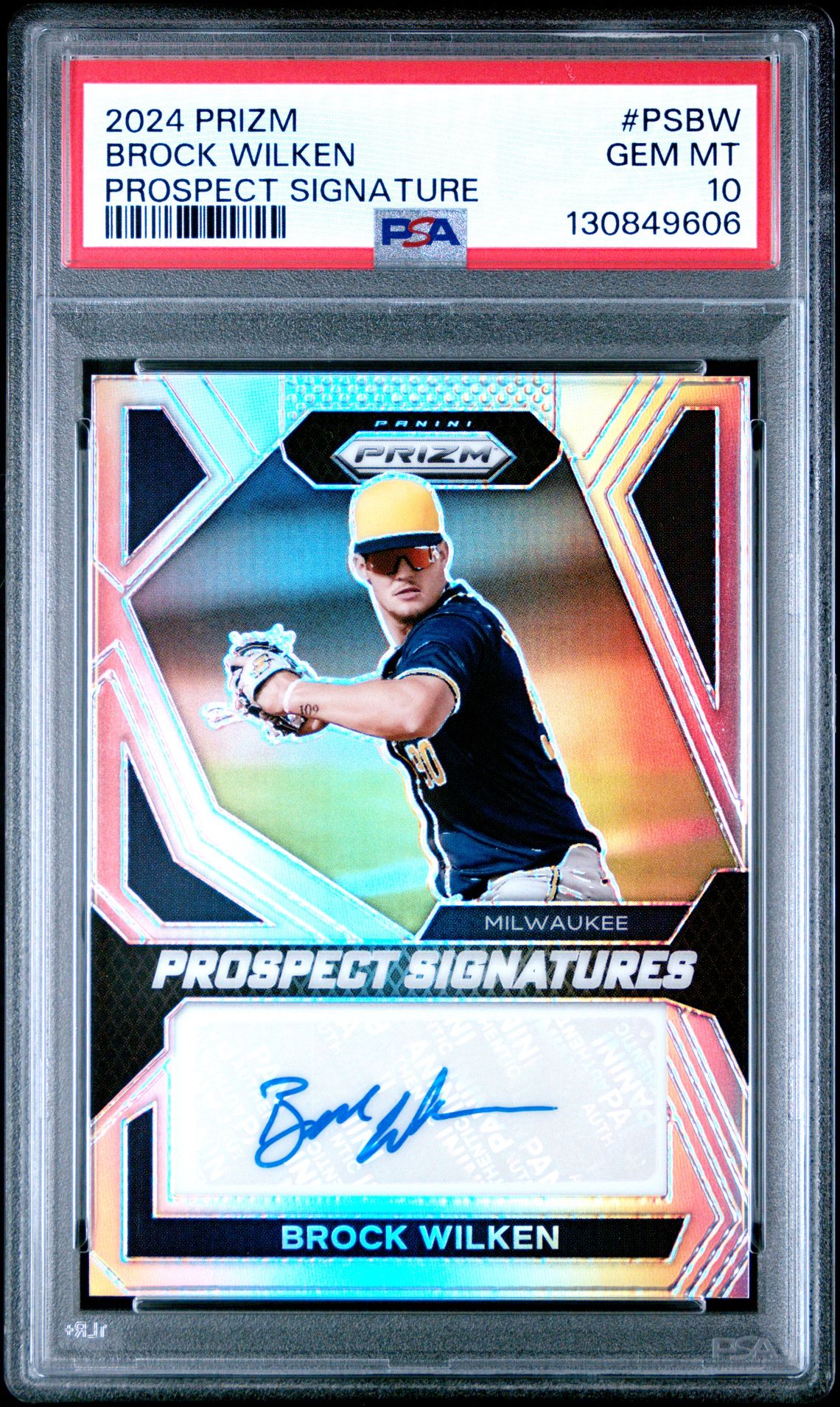 2024 Panini Prizm Prospect Signatures Brock Wilken #Psbw Gem Mt 10 front