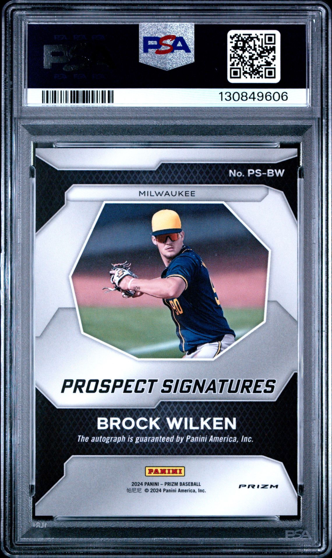 2024 Panini Prizm Prospect Signatures Brock Wilken #Psbw Gem Mt 10 back
