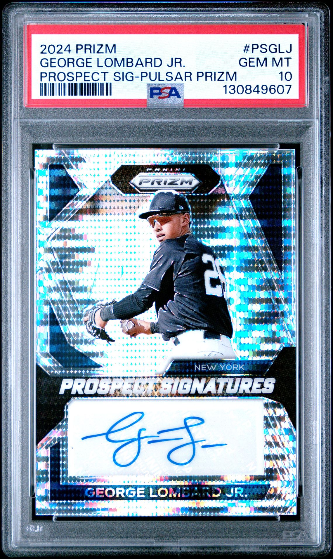 2024 Panini Prizm Prospect Signatures George Lombard Jr. #Psglj (Prospect Sig-Pulsar Prizm) Gem Mt 10 front