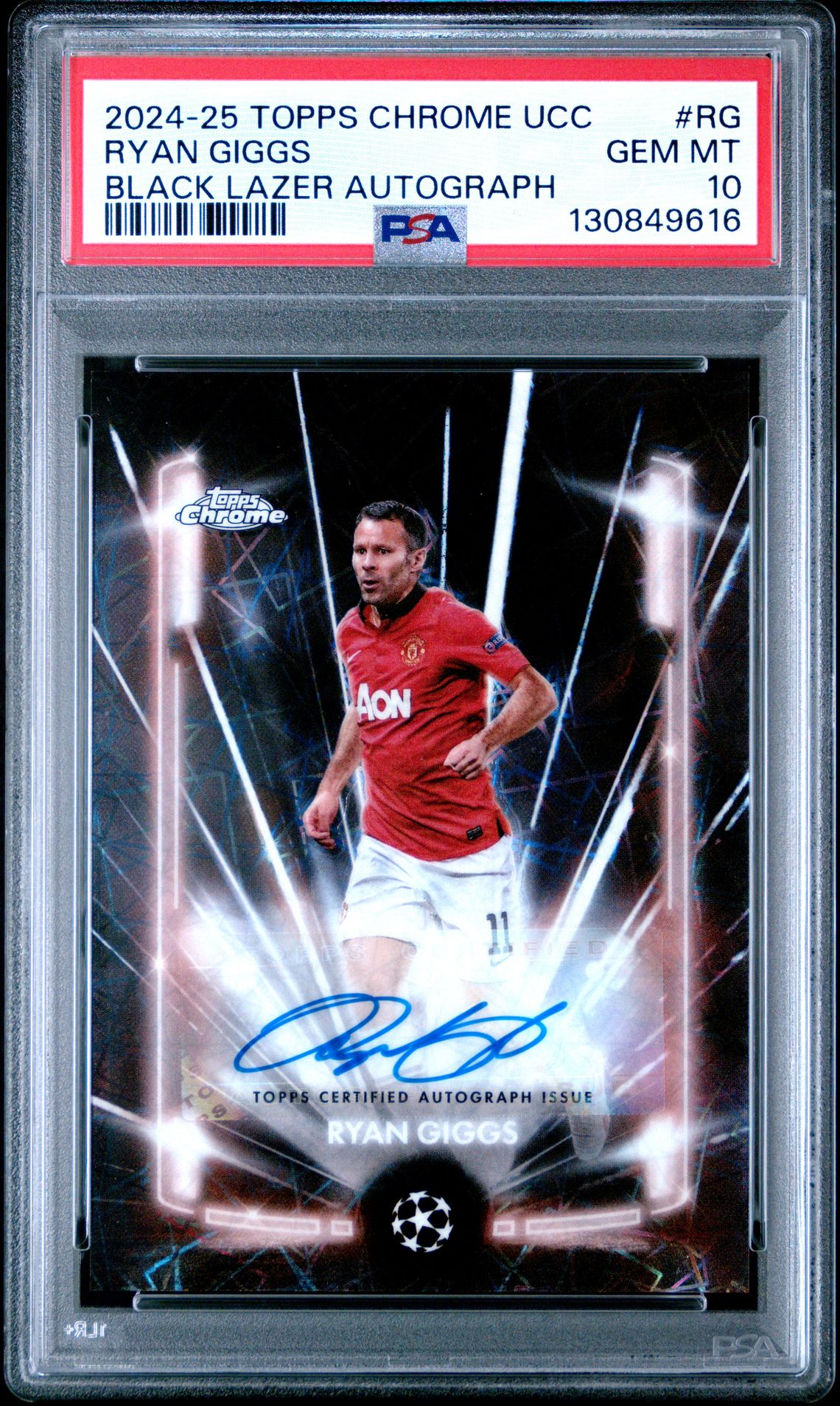 2024-25 Topps Chrome Uefa Club Competitions Black Lazer Autographs Ryan Giggs #Rg Gem Mt 10 front