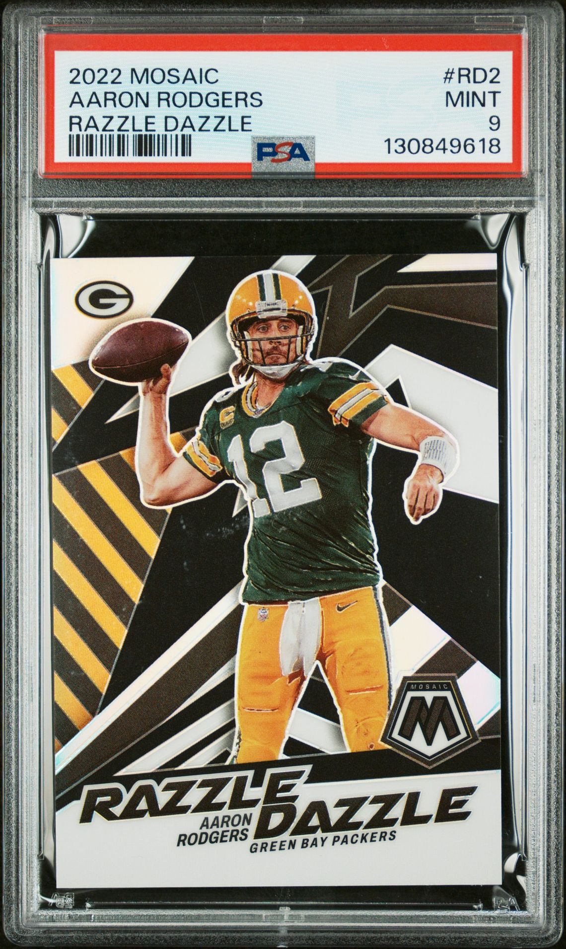 2022 Panini Mosaic Razzle Dazzle Aaron Rodgers #Rd2 (Razzle Dazzle) Mint 9 front