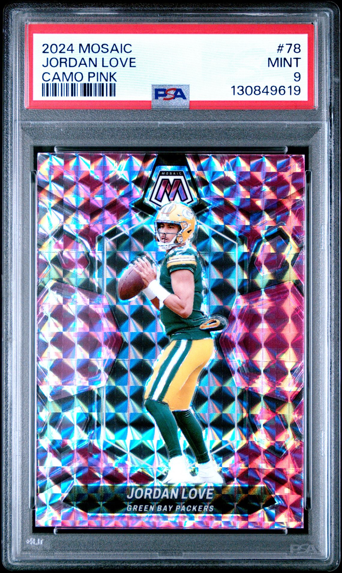 2024 Panini Mosaic Jordan Love #78 (Camo Pink) Mint 9 front