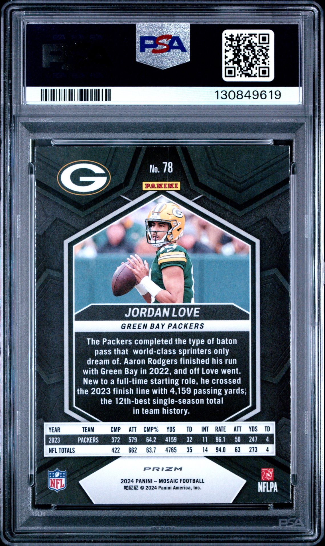 2024 Panini Mosaic Jordan Love #78 (Camo Pink) Mint 9 back