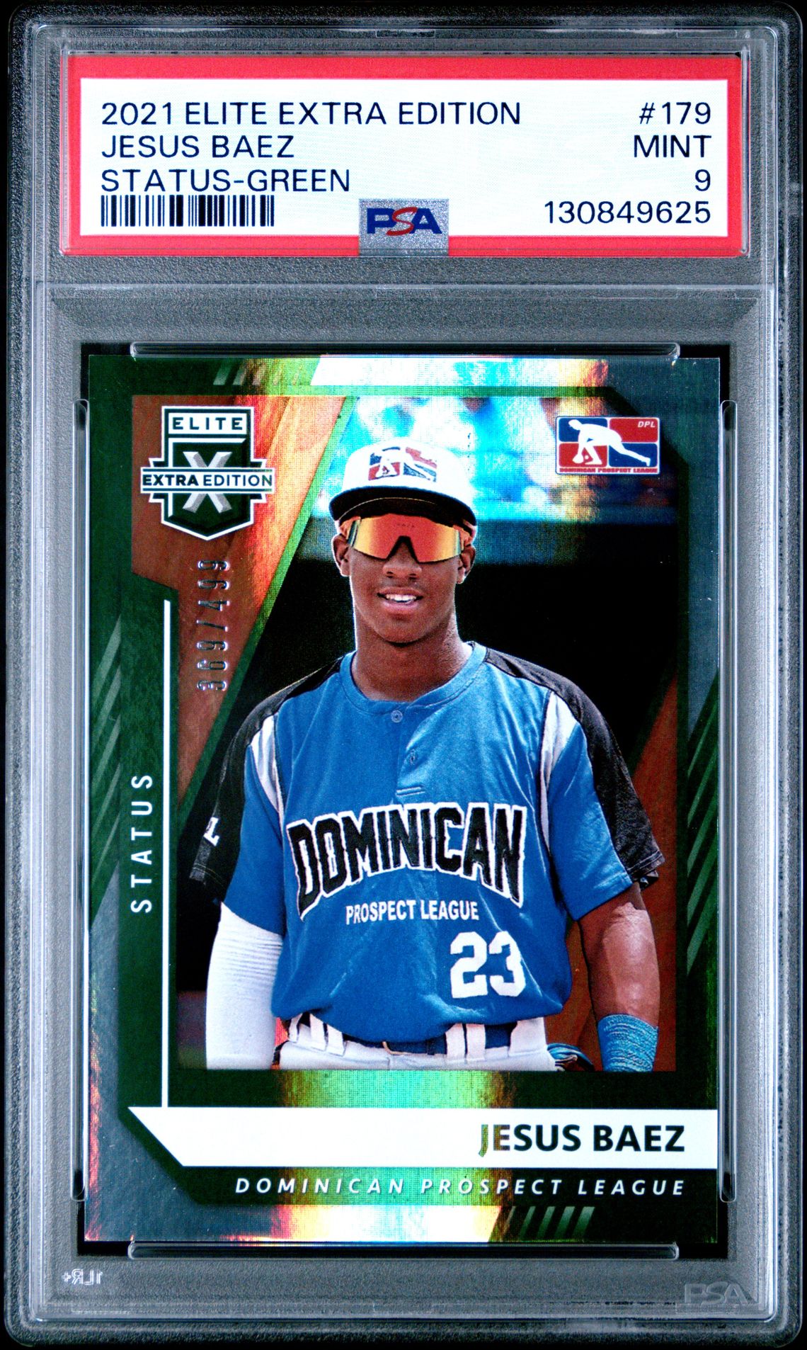 2021 Panini Elite Extra Edition Jesus Baez #179 (Status-Green) Mint 9 front