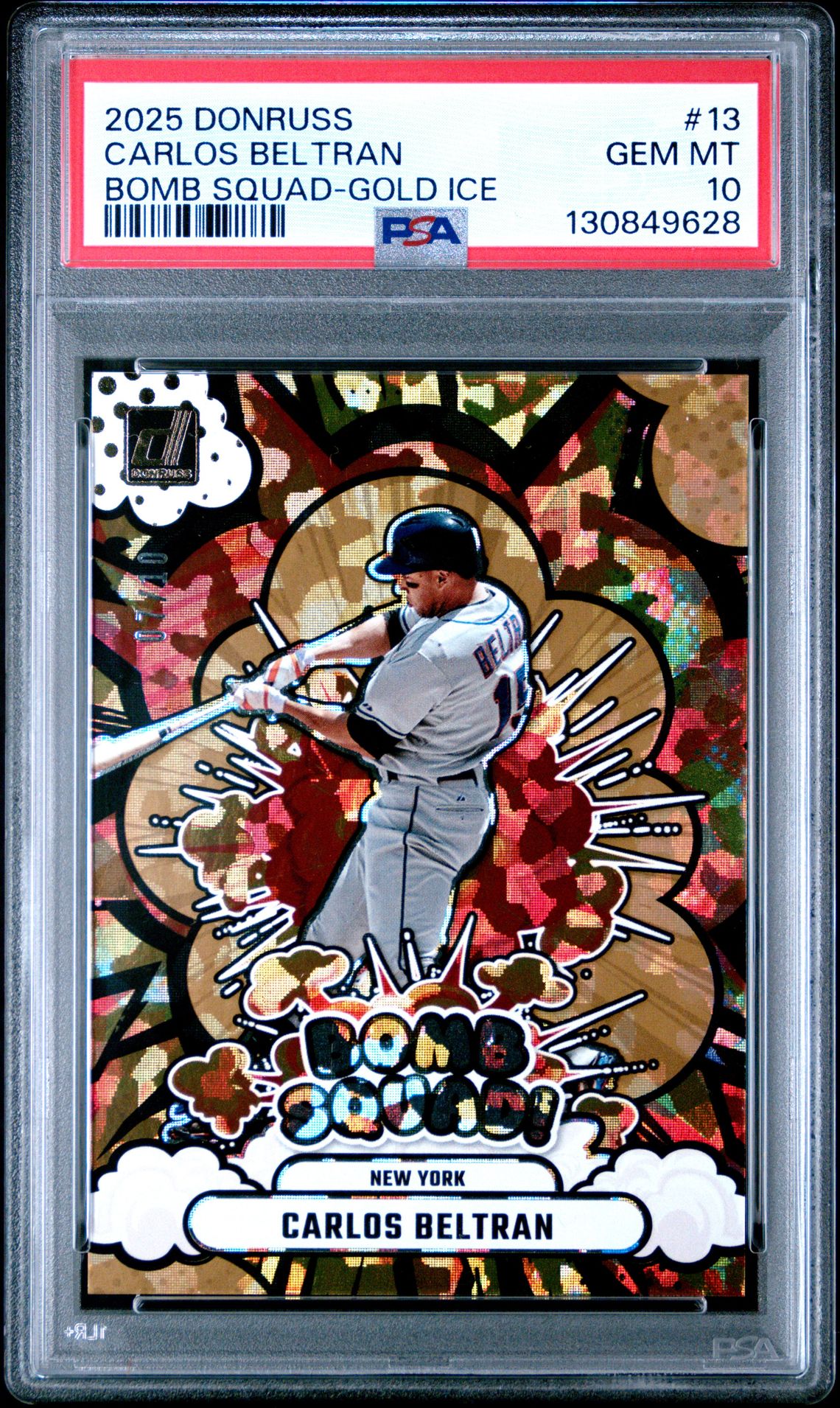 2025 Panini Donruss Bomb Squad Carlos Beltran #13 (Bomb Squad-Gold Ice) Gem Mt 10 front