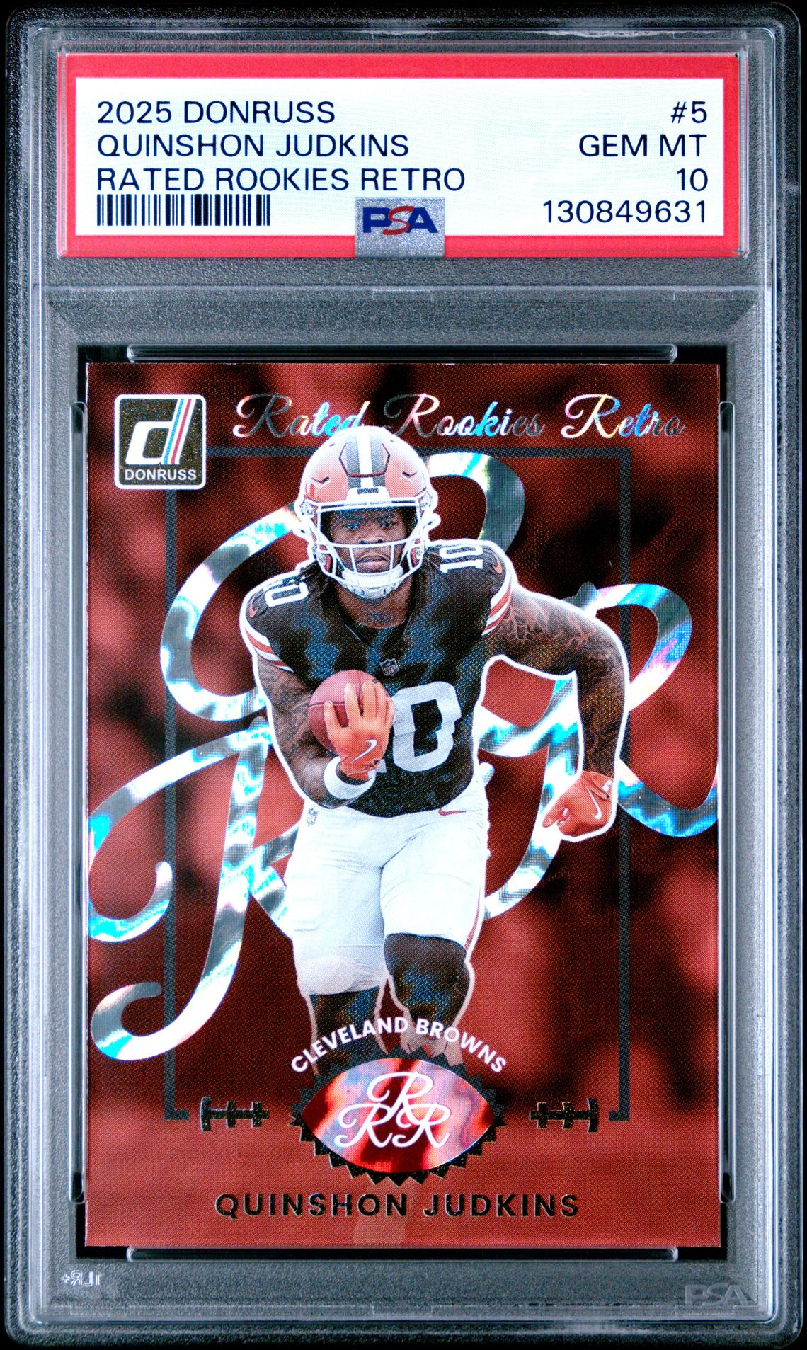 2025 Panini Donruss Rated Rookies Retro Quinshon Judkins #5 Gem Mt 10 front