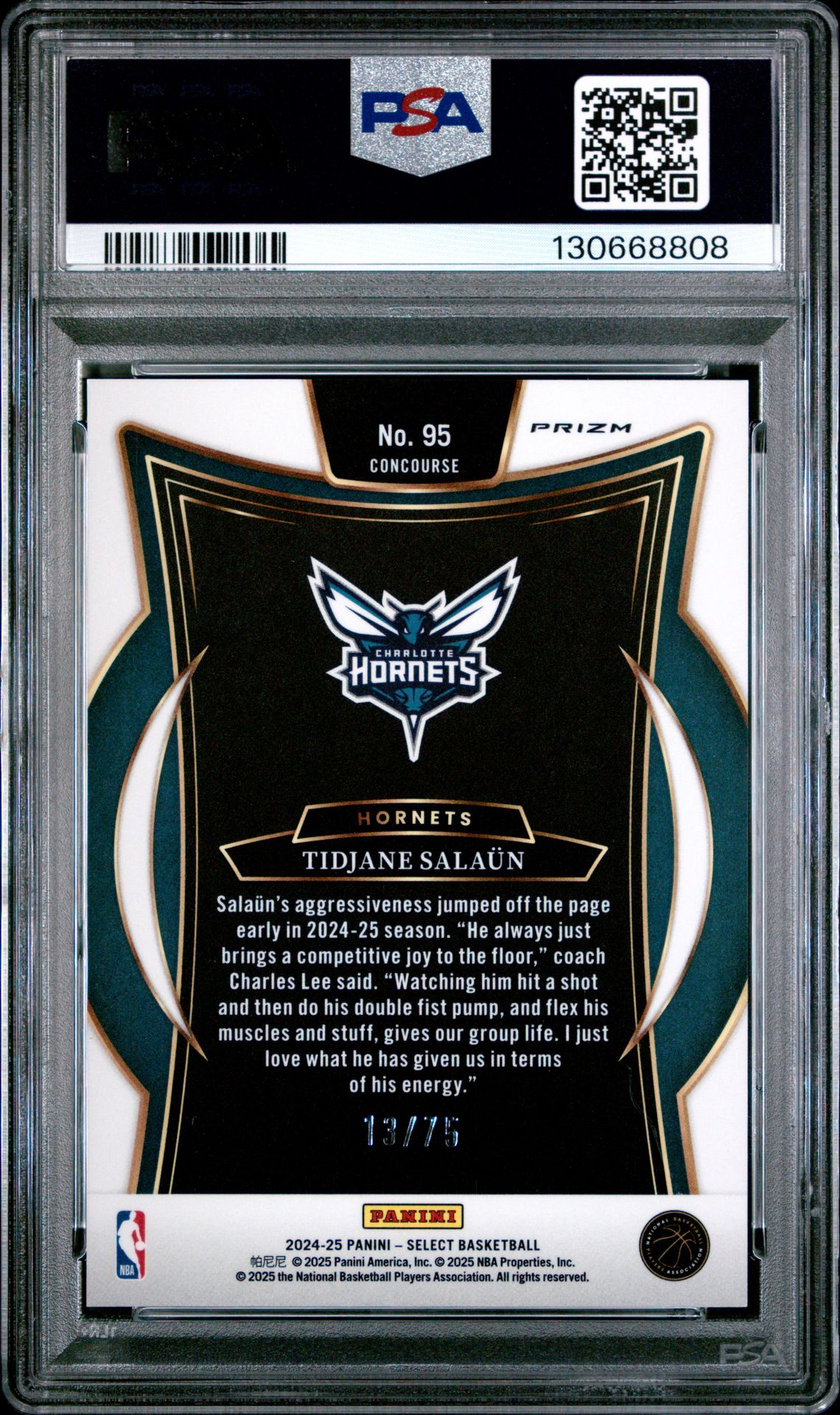 2024 Panini Select Tidjane Salaun #95 (Blue Wave) Mint 9 back