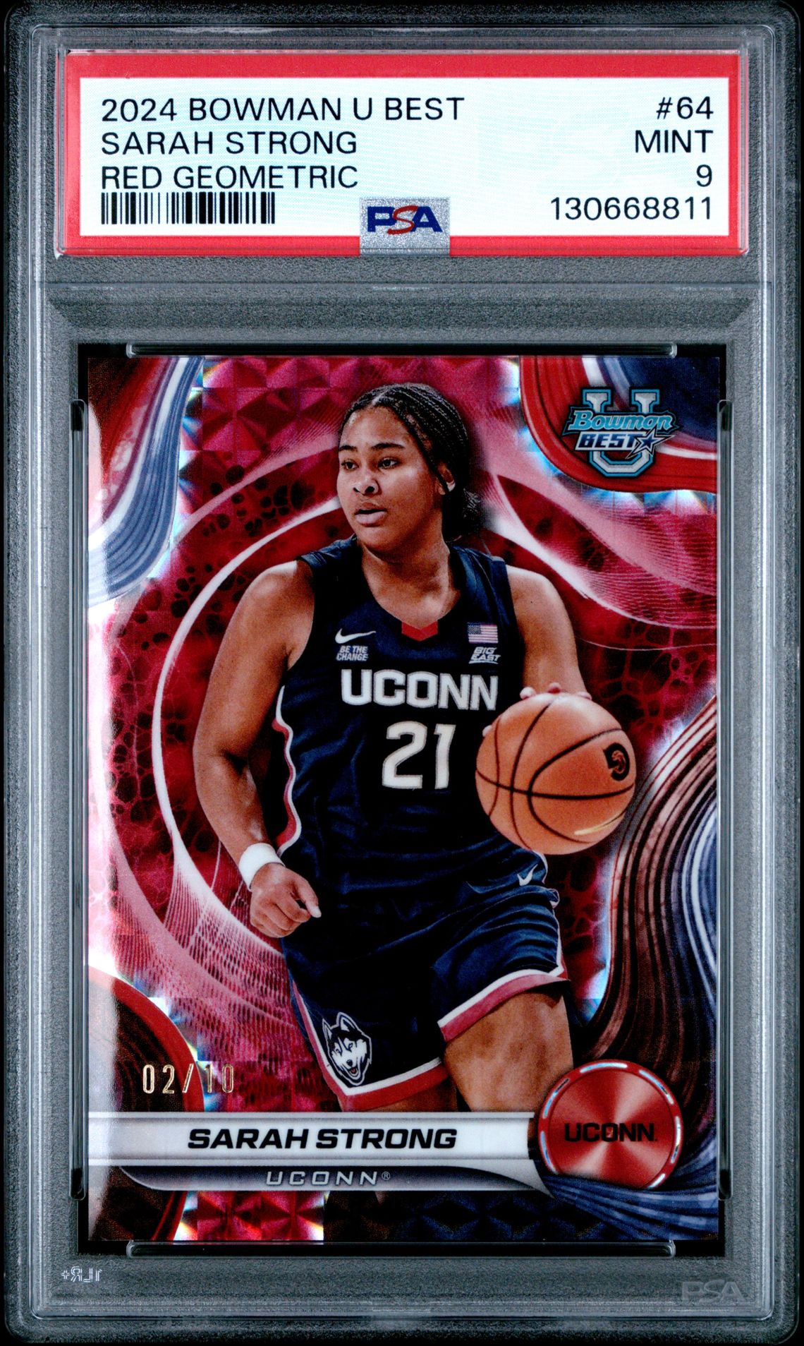 2024 Bowman University Best Sarah Strong #64 (Red Geometric) Mint 9 front