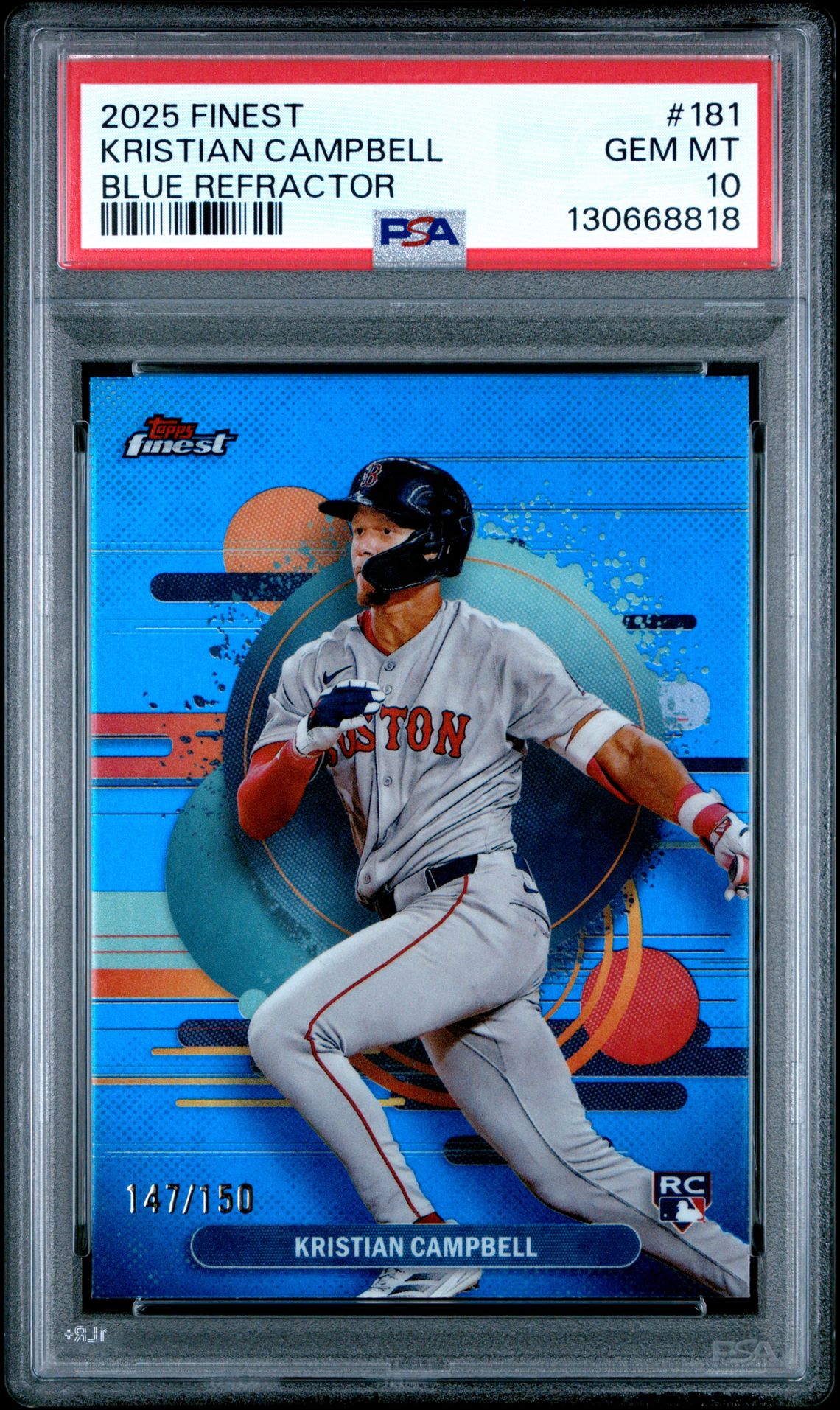 2025 Topps Finest Kristian Campbell #181 (Blue Refractor) Gem Mt 10 front