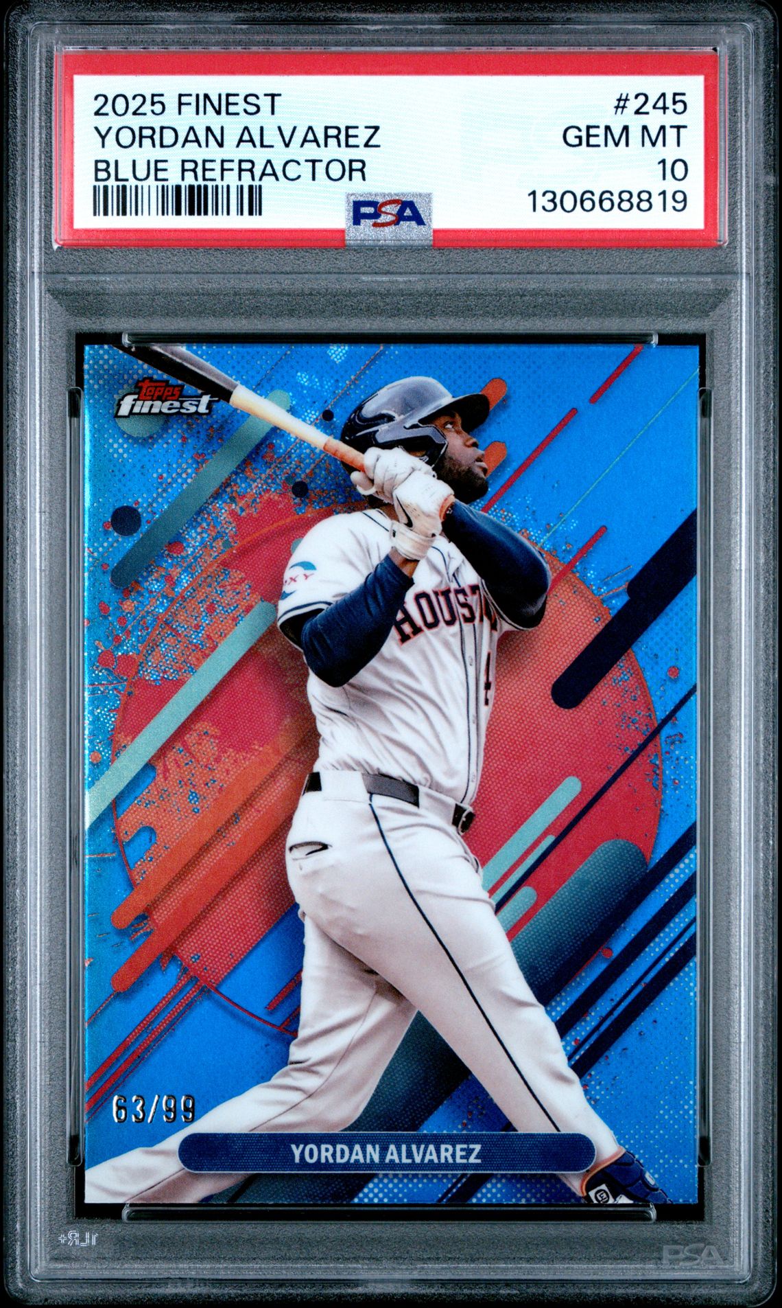 2025 Topps Finest Yordan Alvarez #245 (Blue Refractor) Gem Mt 10 front