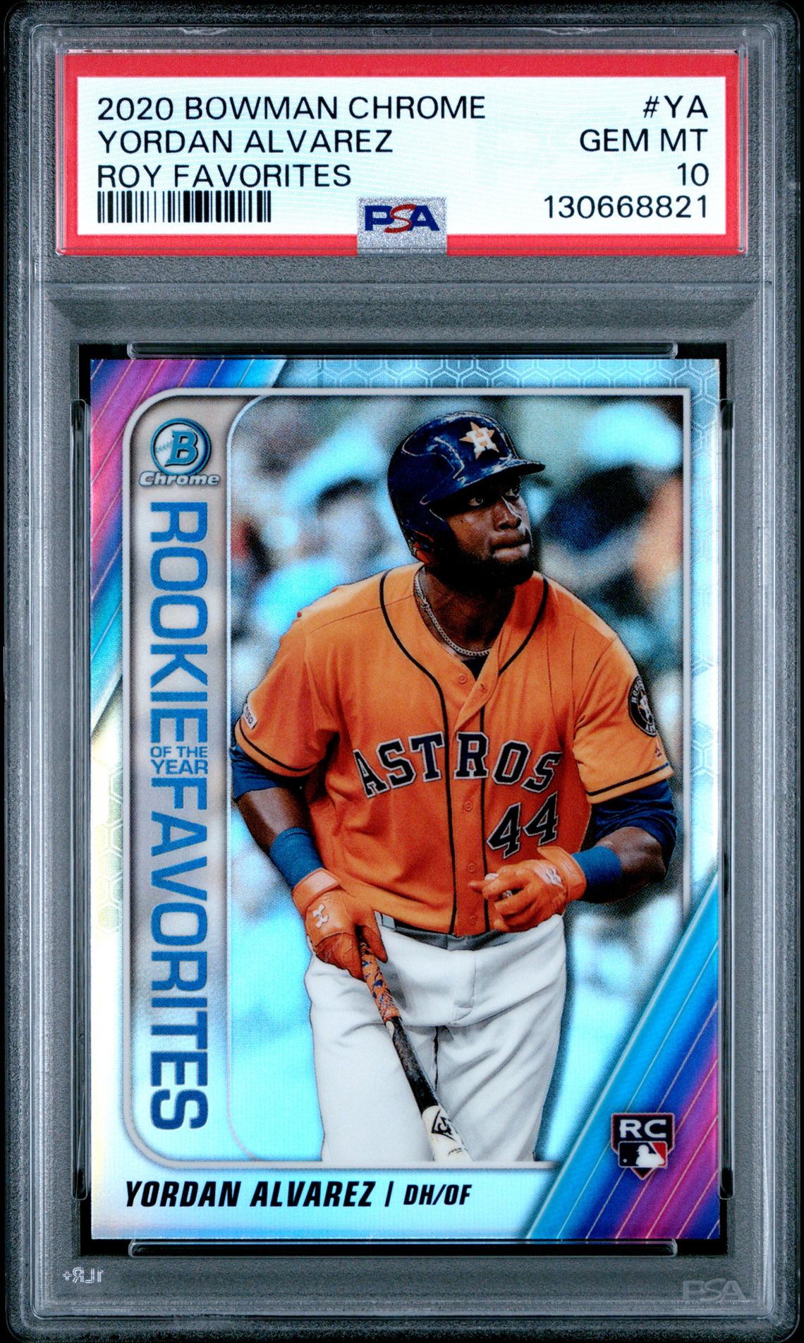2020 Bowman Chrome Rookie Of The Year Favorites Yordan Alvarez #Ya (Roy Favorites) Gem Mt 10 front