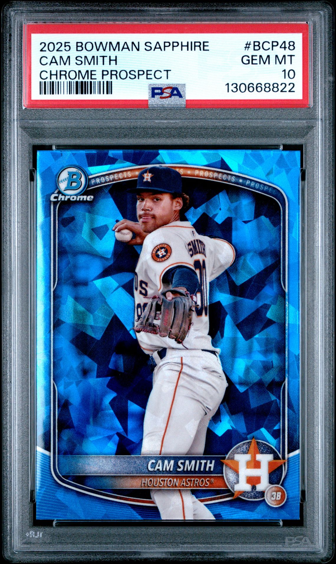 2025 Bowman Sapphire Edition Chrome Prospects Cam Smith #Bcp48 Gem Mt 10 front