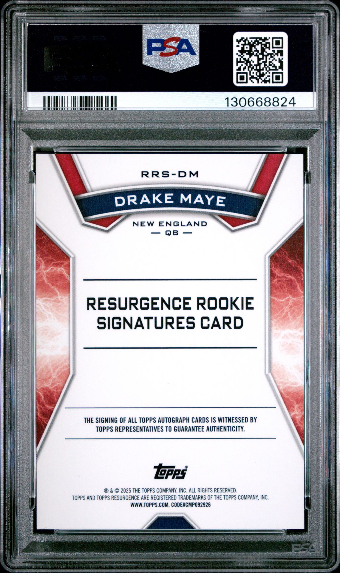 2024 Topps Resurgence Resurgence Rookie Signatures Drake Maye #Rrsdm (Resurgence Rookie Signature) Nm-Mt 8 back
