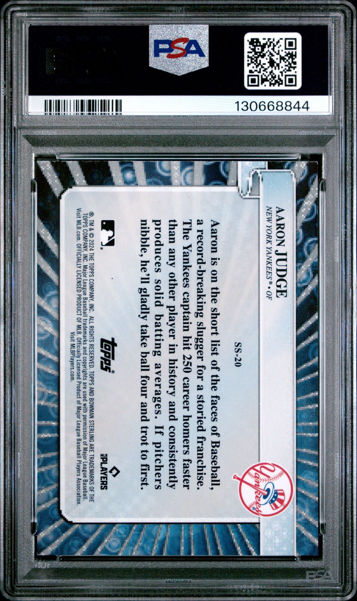 2024 Bowman Sterling Sterling Superstars Aaron Judge #Ss20 Gem Mt 10 back