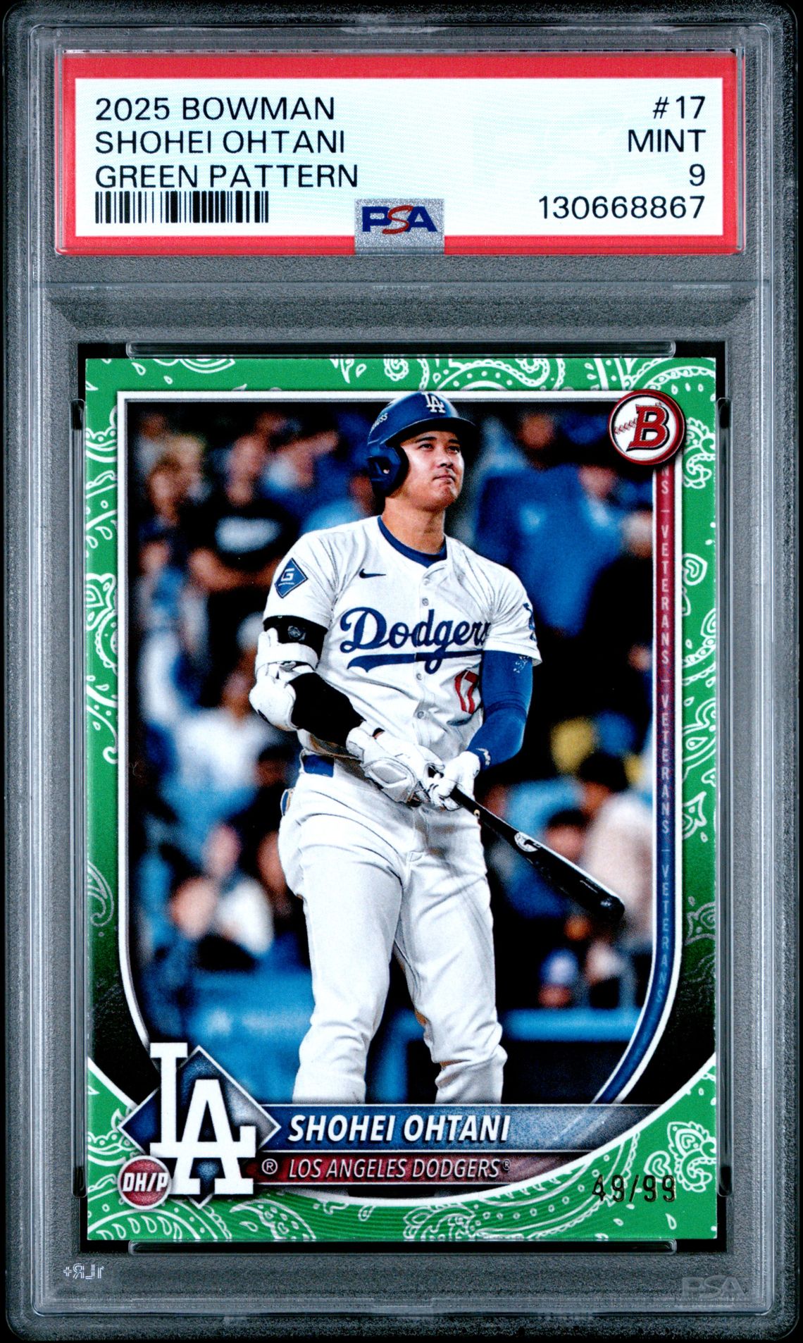 2025 Bowman Shohei Ohtani #17 (Green Pattern) Mint 9 front