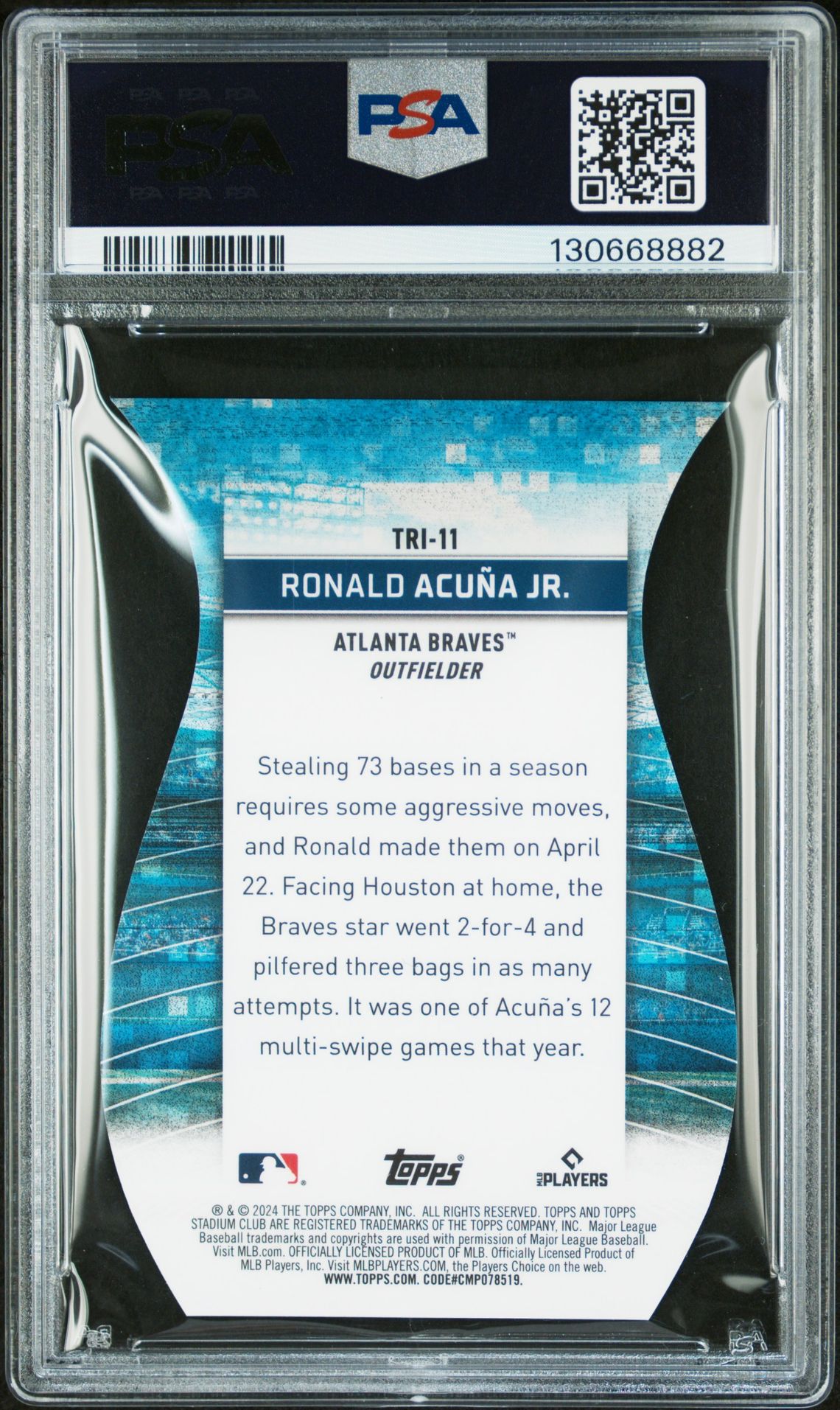 2024 Topps Stadium Club Triumvirates Ronald Acuna Jr. #Tri11 Mint 9 back
