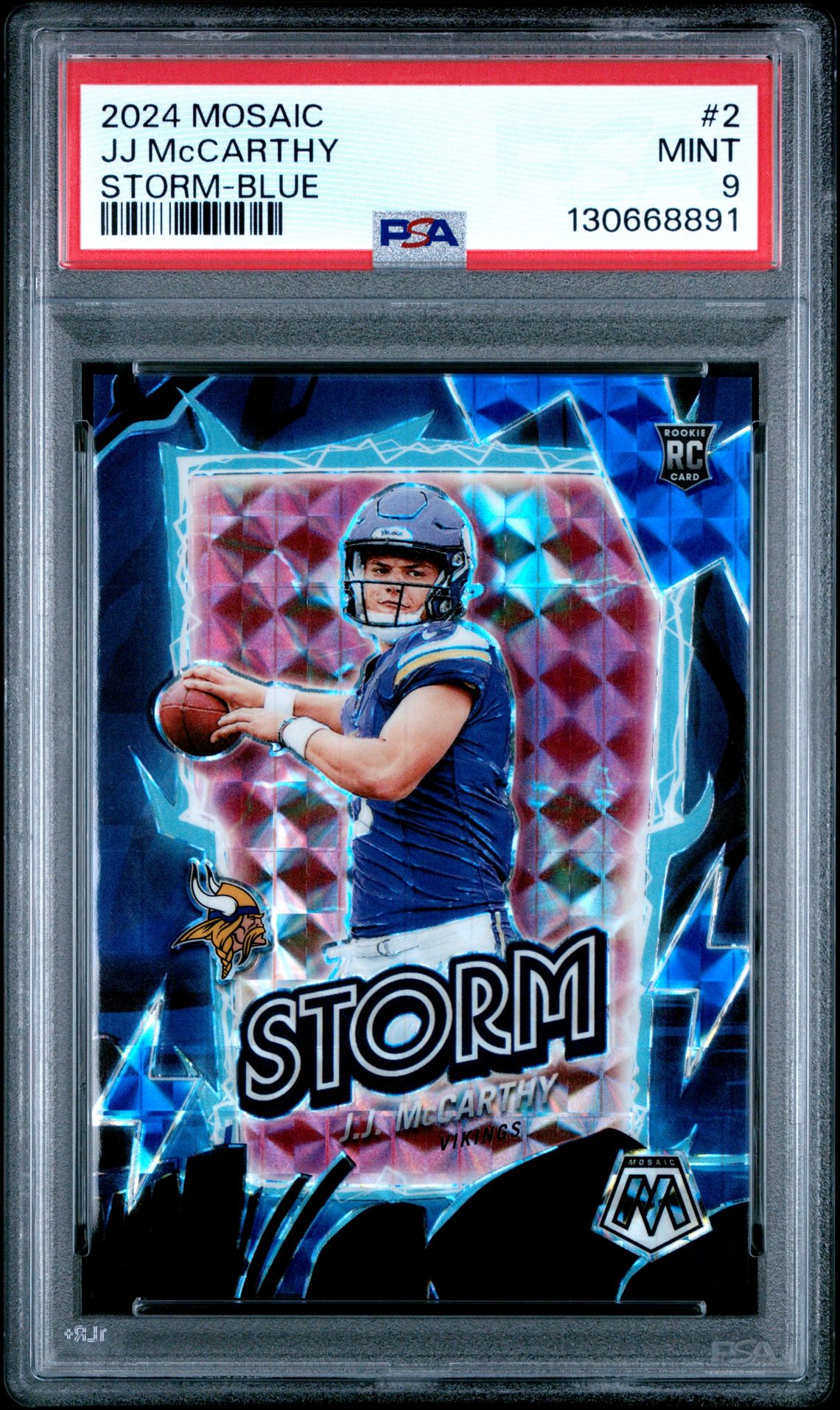 2024 Panini Mosaic Storm Jj Mccarthy #2 (Storm-Blue) Mint 9 front