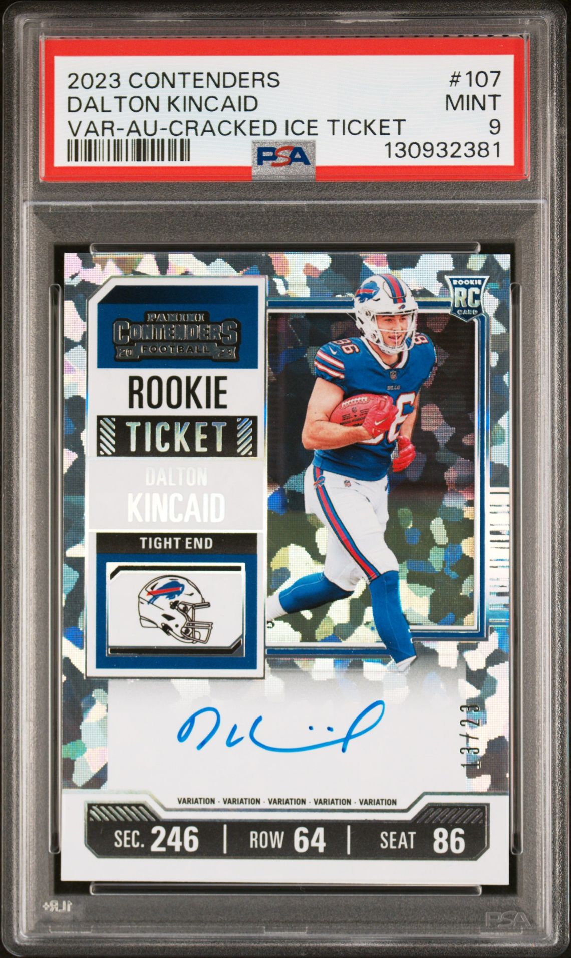 2023 Panini PANINI CONTENDERS VAR-AU-CRACKED ICE TICKET #107 Dalton Kincaid front