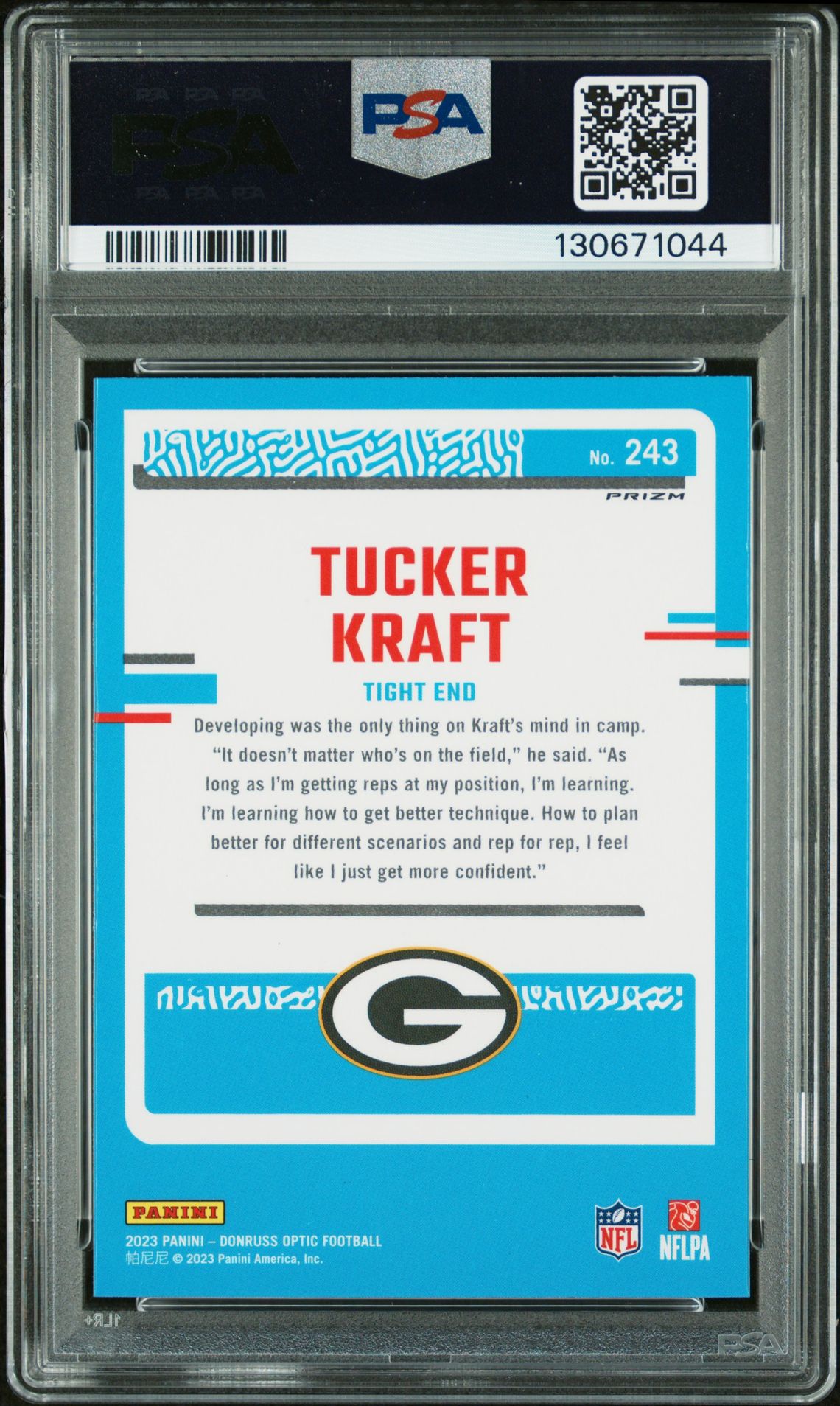 2023 Panini Donruss Optic Tucker Kraft #243 (Holo) Gem Mt 10 back