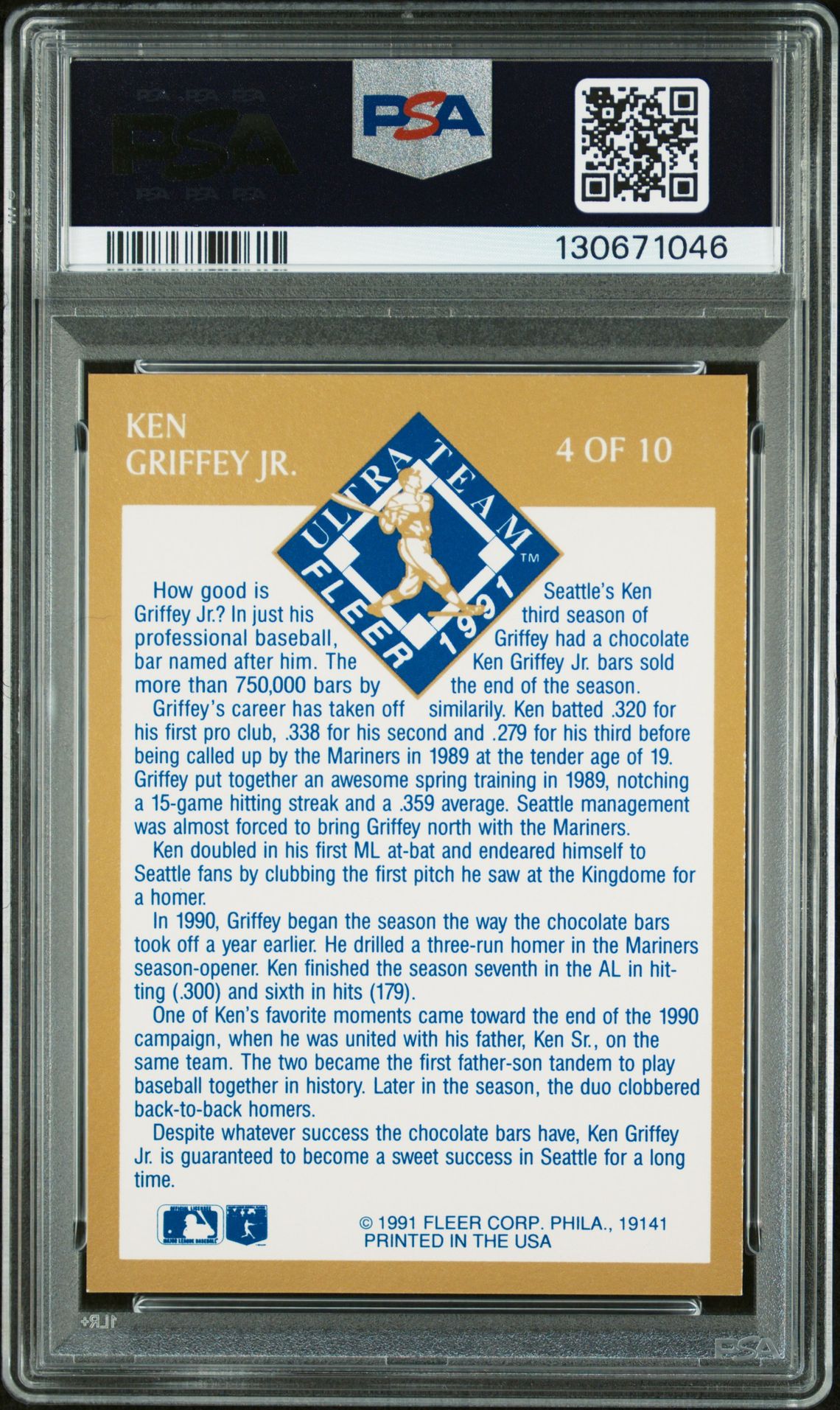 1991 Ultra Gold Ken Griffey Jr. #4 Nm-Mt 8 back