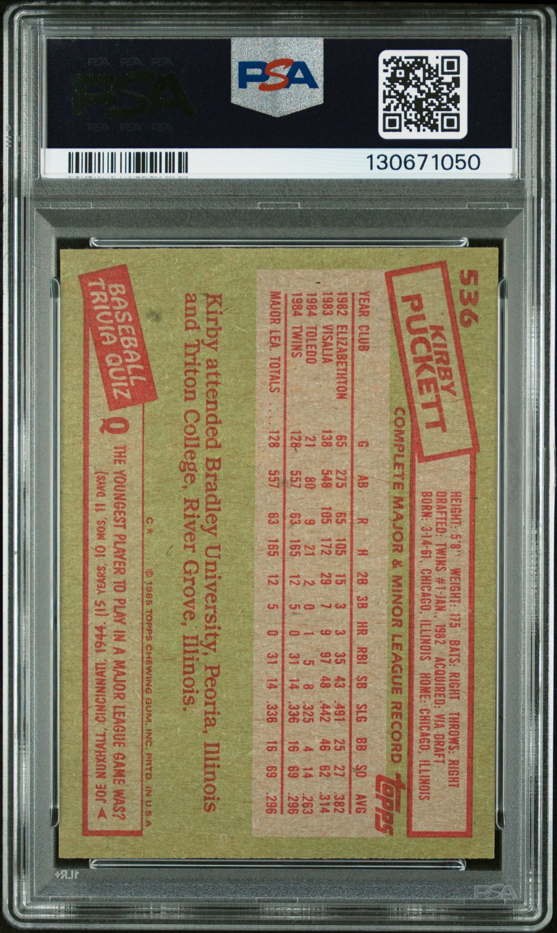 1985 Topps Kirby Puckett #536 Nm-Mt 8 back