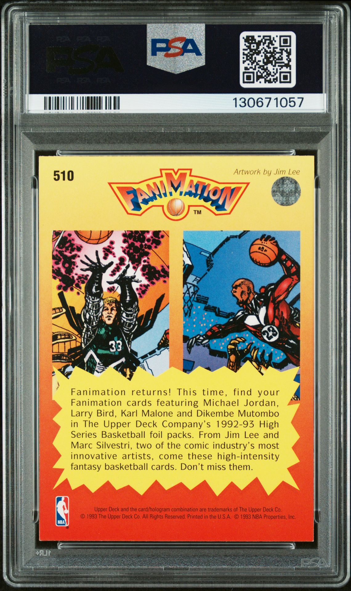 1992 Upper Deck L.bird/M.jordan #510 (Fanimation) Ex-Mt 6 back