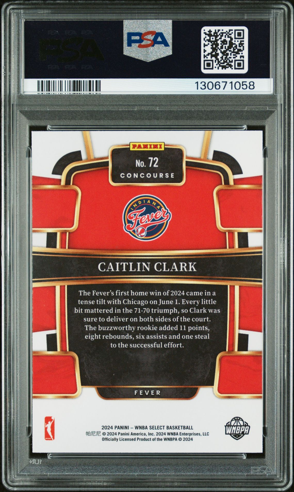 2024 Panini Select Wnba Caitlin Clark #72 Mint 9 back