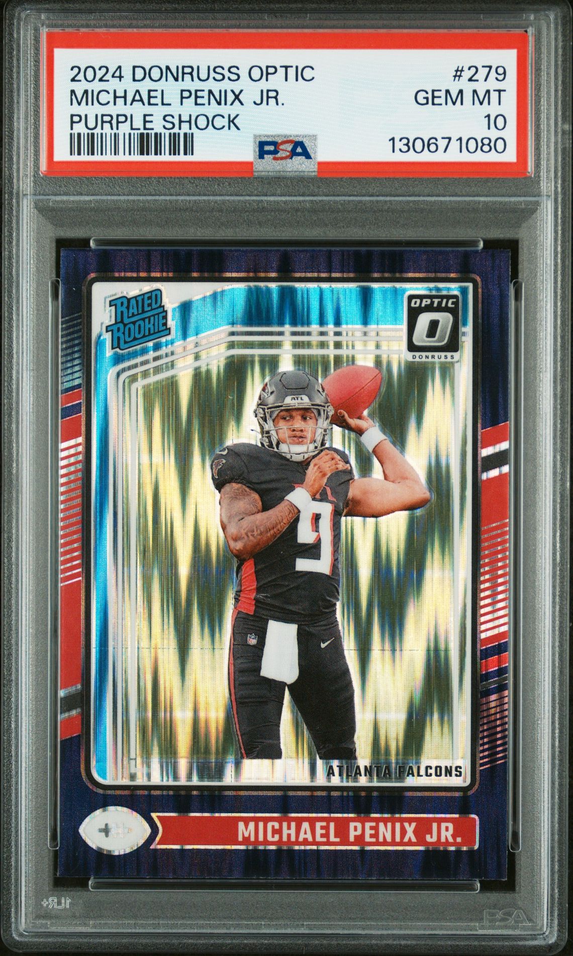 2024 Panini Donruss Optic Michael Penix Jr. #279 (Purple Shock) Gem Mt 10 front