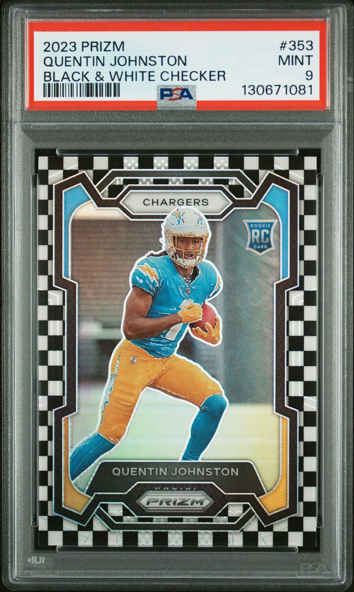 2023 Panini Prizm Quentin Johnston #353 (Black & White Checker) Mint 9 front