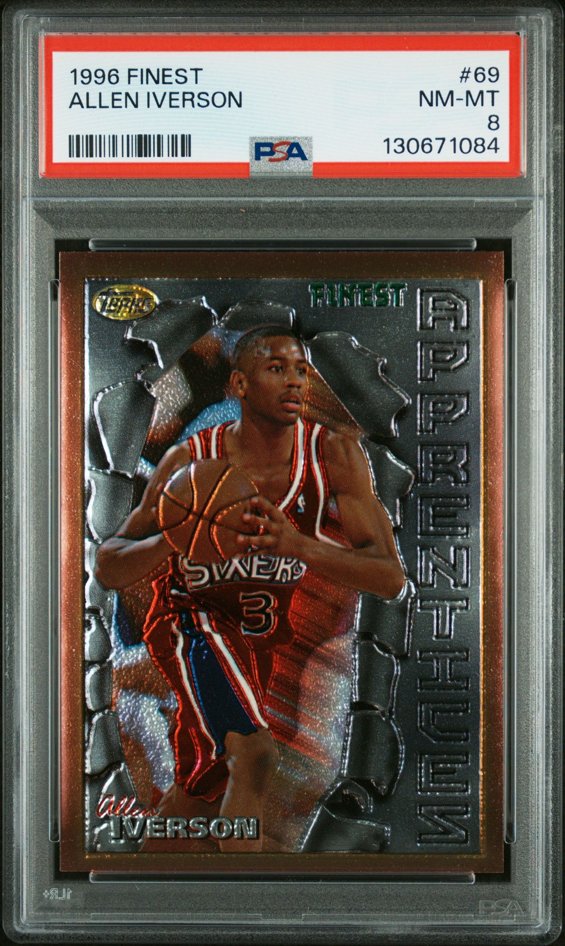 1996 Finest Allen Iverson #69 Nm-Mt 8 front