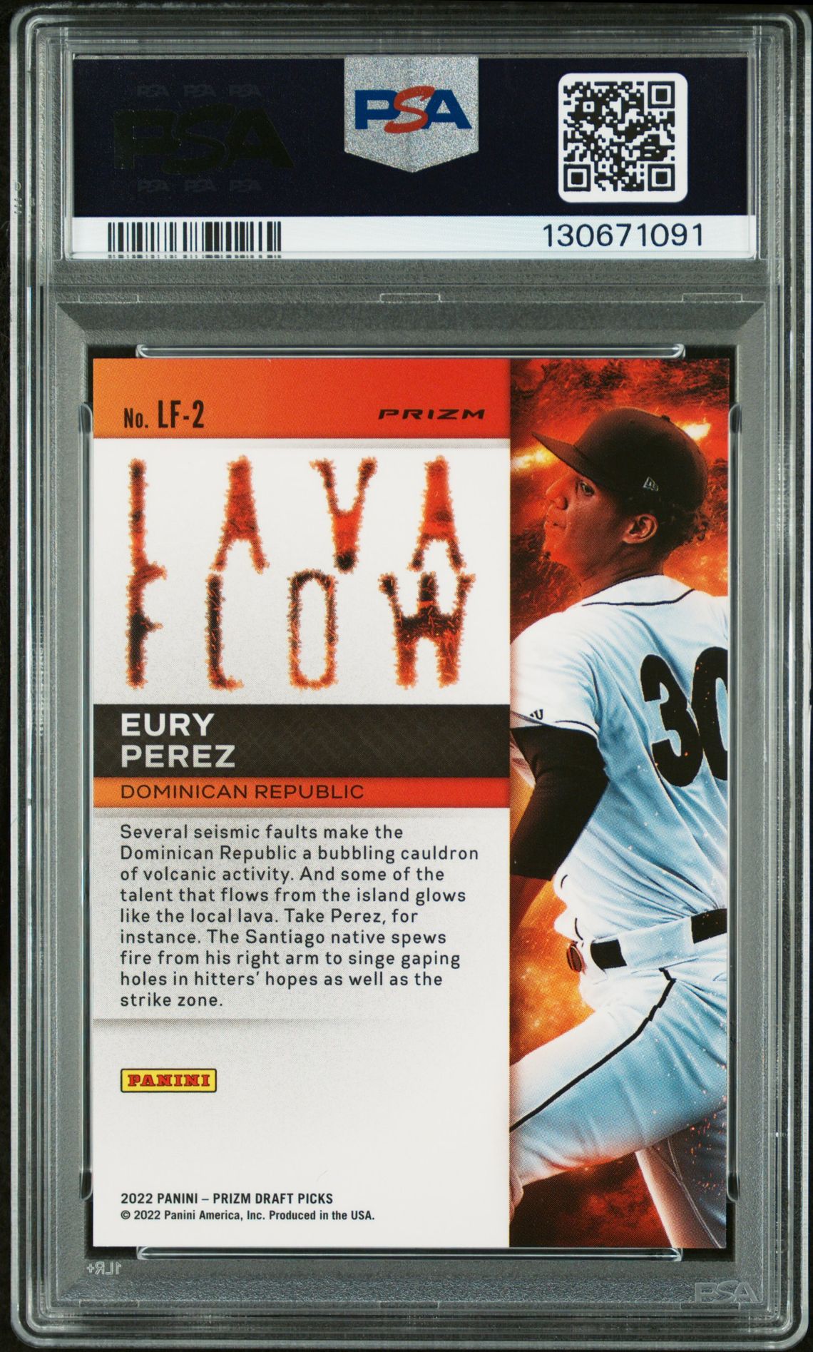 2022 Panini Prizm Draft Picks Lava Flow Eury Perez #Lf2 (Lava Flow) Gem Mt 10 back
