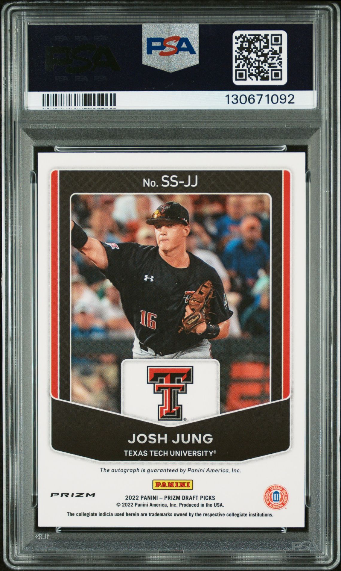 2022 Panini Prizm Draft Picks Signing Sessions Josh Jung #Ssjj (Signing Sessions) Mint 9 back