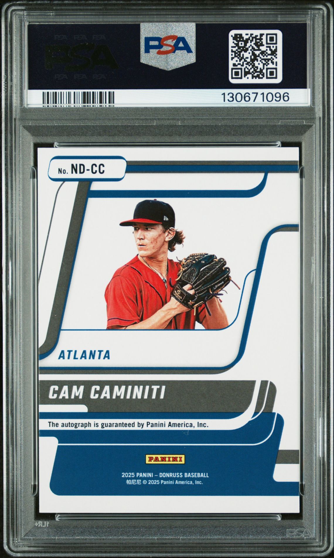 2025 Panini Donruss Next Day Autographs Cam Caminiti #Ndcc Gem Mt 10 back