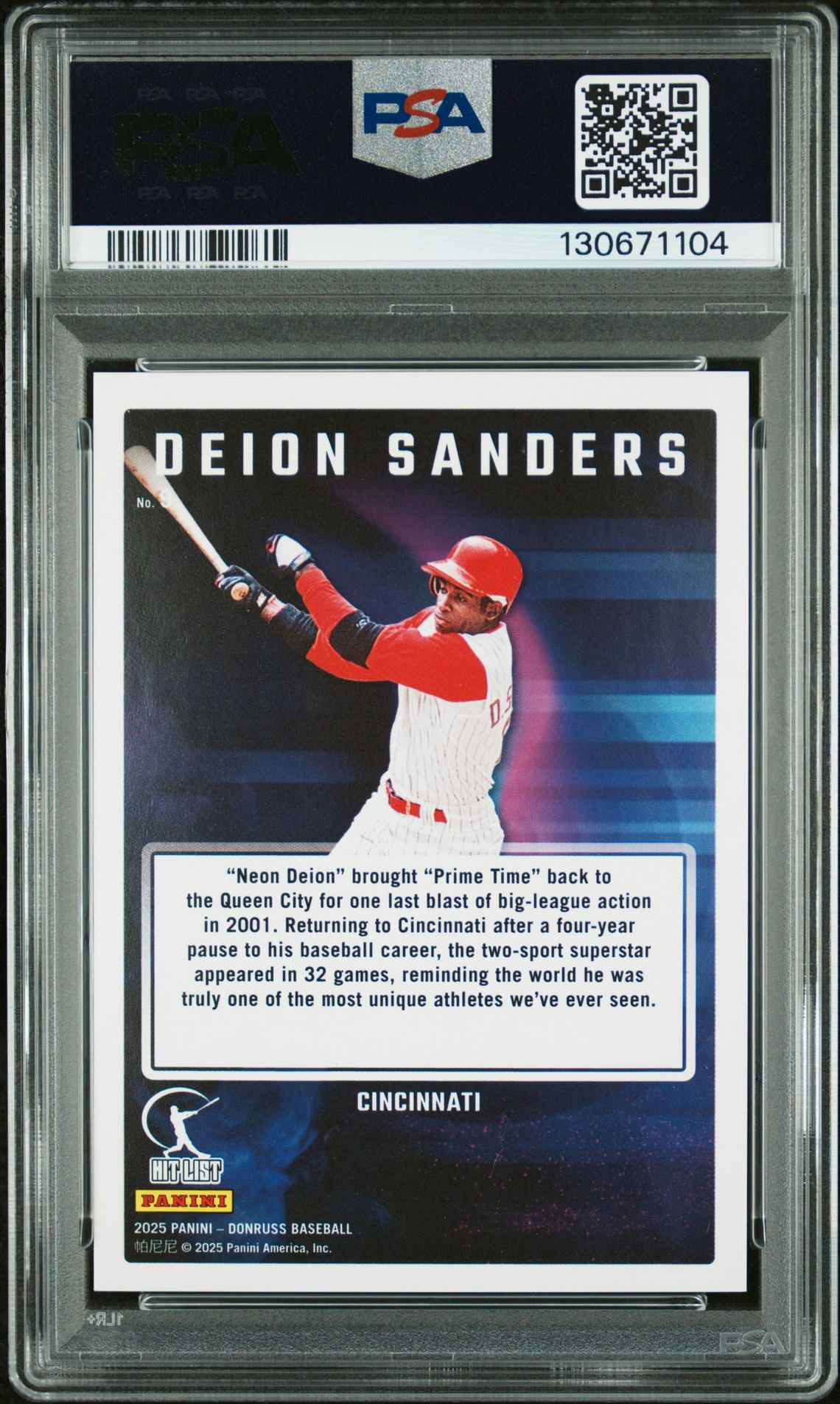 2025 Panini Donruss Hit List Deion Sanders #9 Gem Mt 10 back