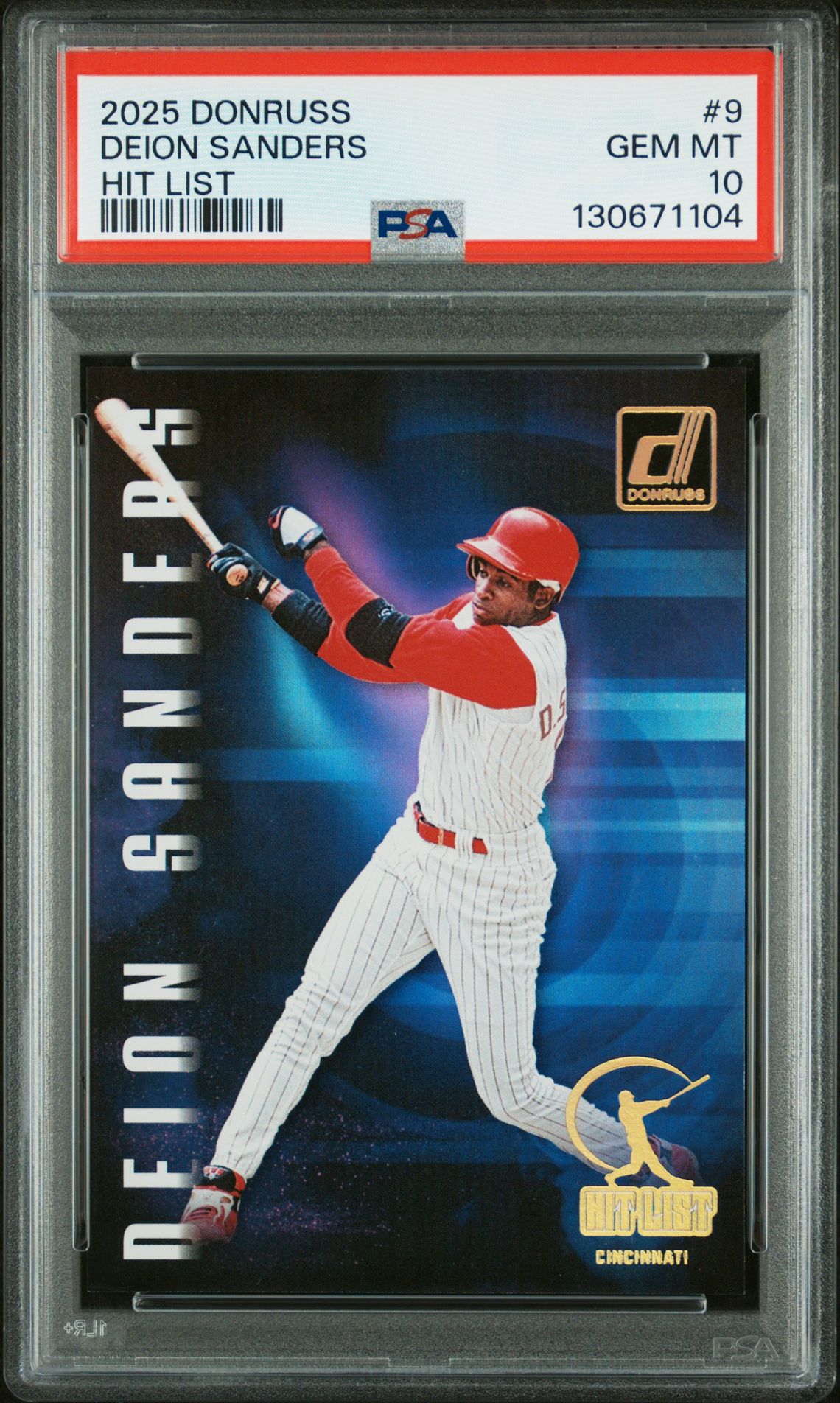 2025 Panini Donruss Hit List Deion Sanders #9 Gem Mt 10 front