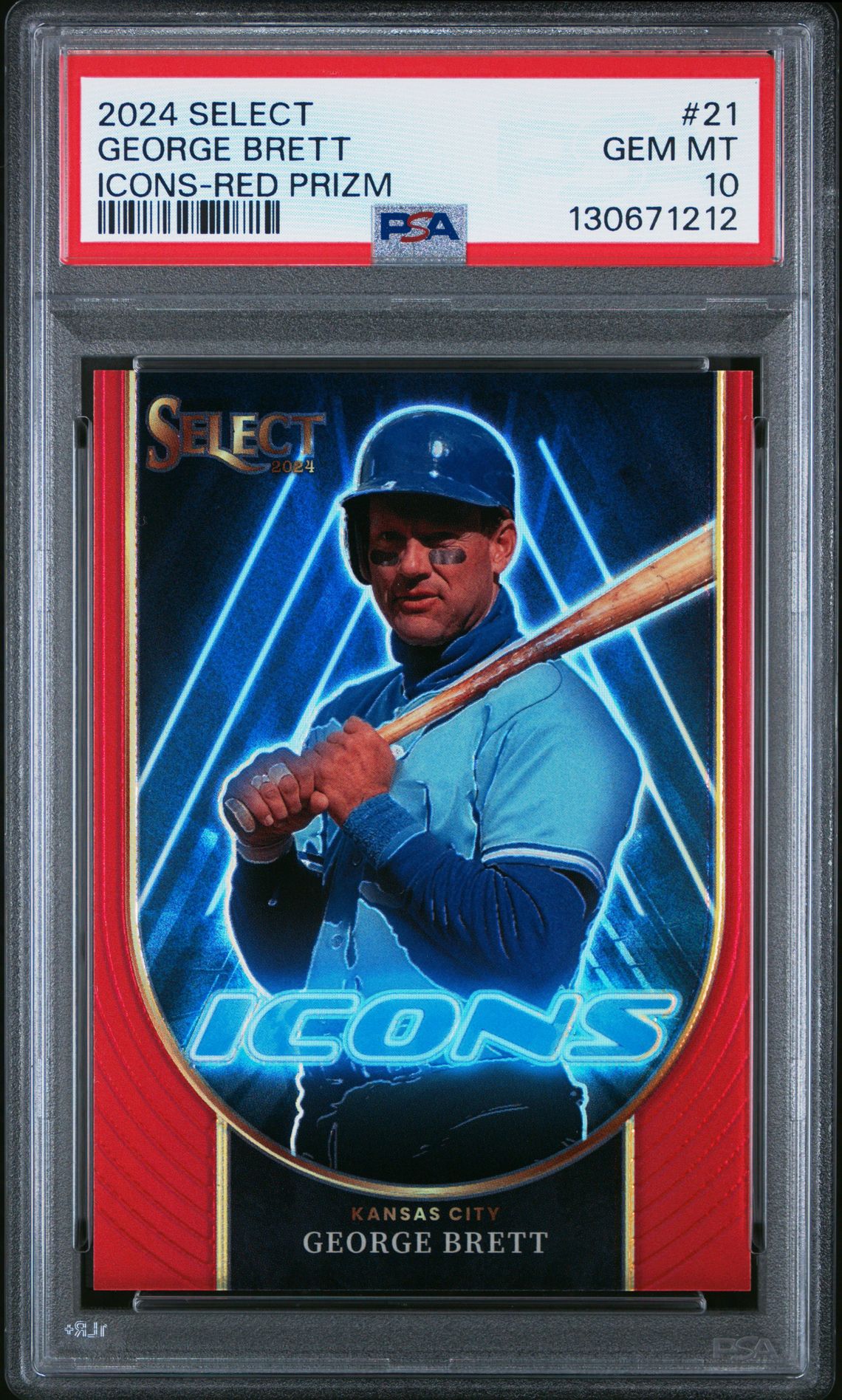 2024 Panini Select Icons George Brett #21 (Icons-Red Prizm) Gem Mt 10 front