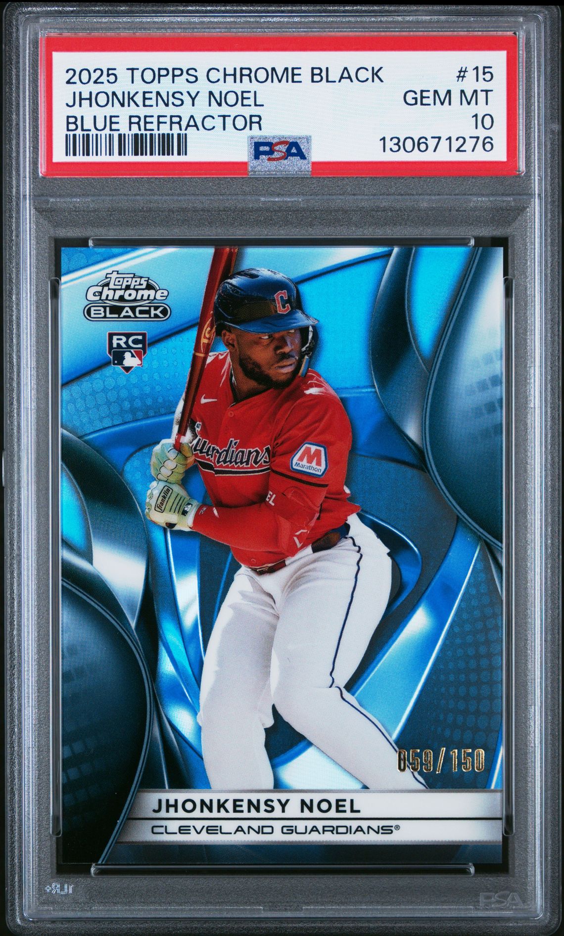 2025 Topps Chrome Black Jhonkensy Noel #15 (Blue Refractor) Gem Mt 10 front