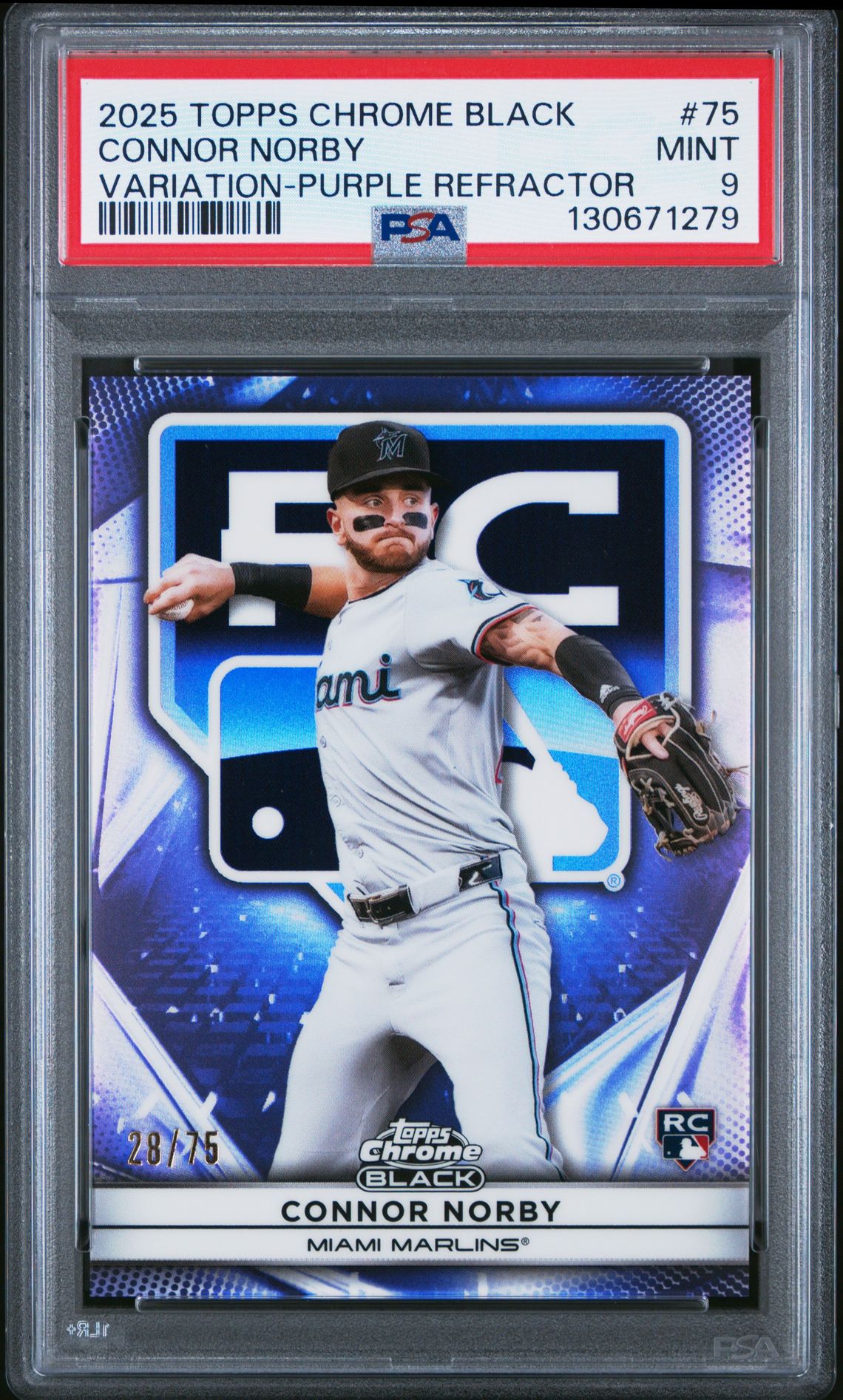 2025 Topps Chrome Black Connor Norby #75 (Variation-Purple Refractor) Mint 9 front