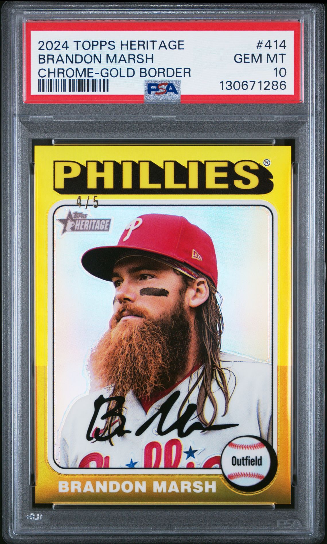 2024 Topps Heritage Brandon Marsh #414 (Chrome-Gold Border) Gem Mt 10 front