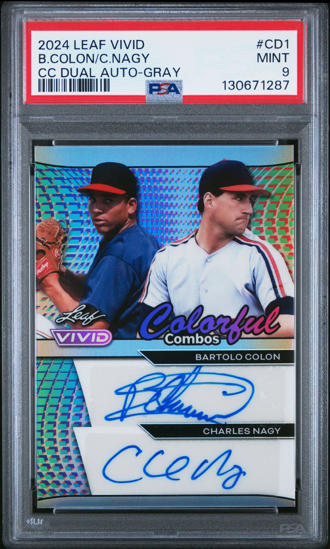 2024 Leaf Vivid Colorful Combos Dual Autographs B.colon/C.nagy #Cd1 (Cc Dual Auto-Gray) Mint 9 front