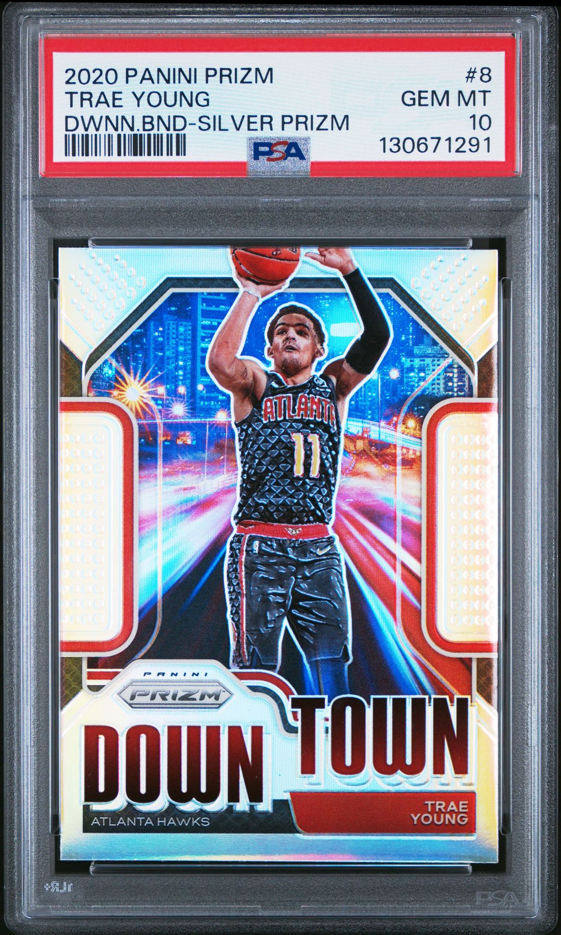 2020 Panini Prizm Downtown Bound Trae Young #8 (Dwnn.bnd-Silver Prizm) Gem Mt 10 front