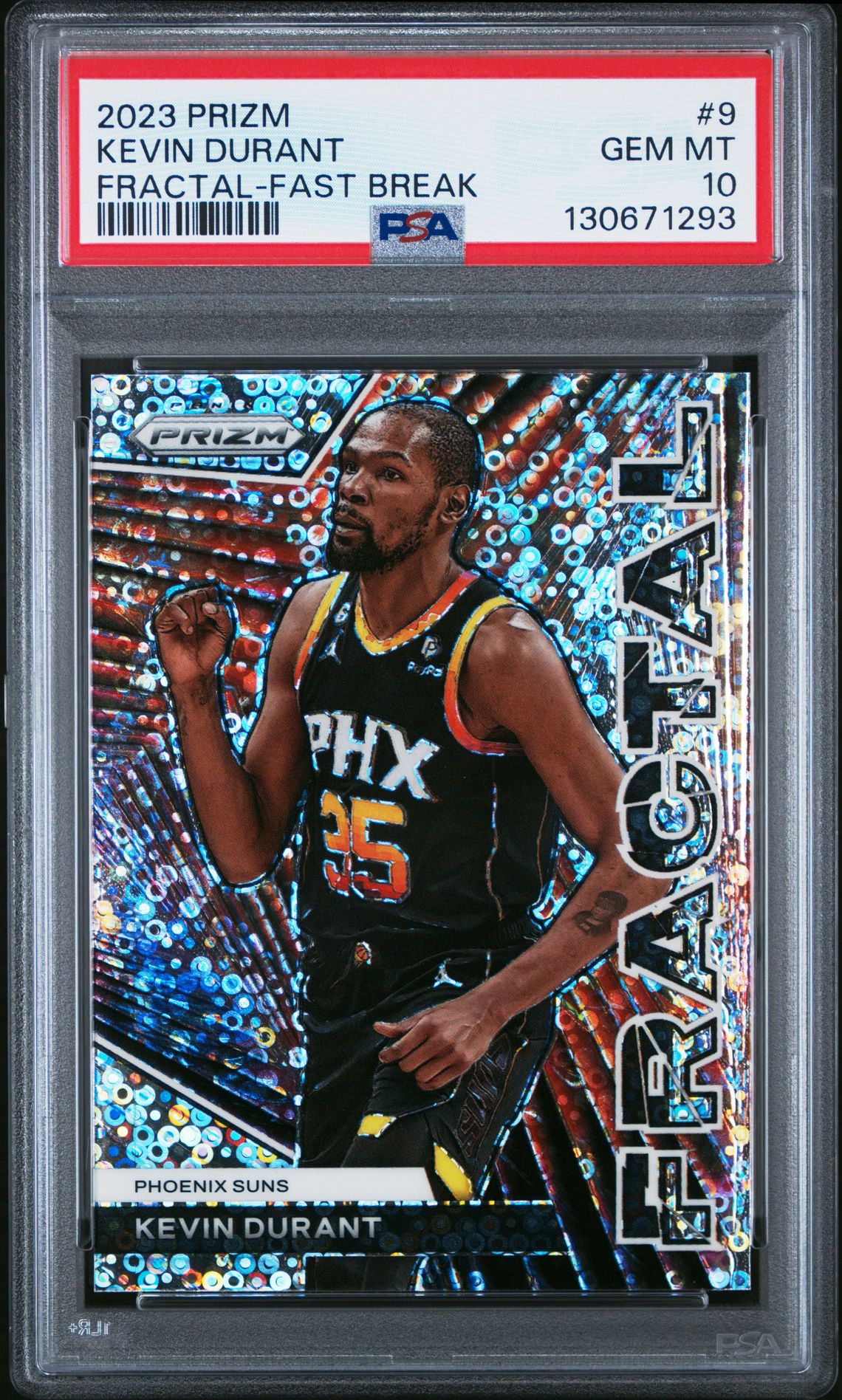 2023 Panini Prizm Fractal Kevin Durant #9 (Fractal-Fast Break) Gem Mt 10 front