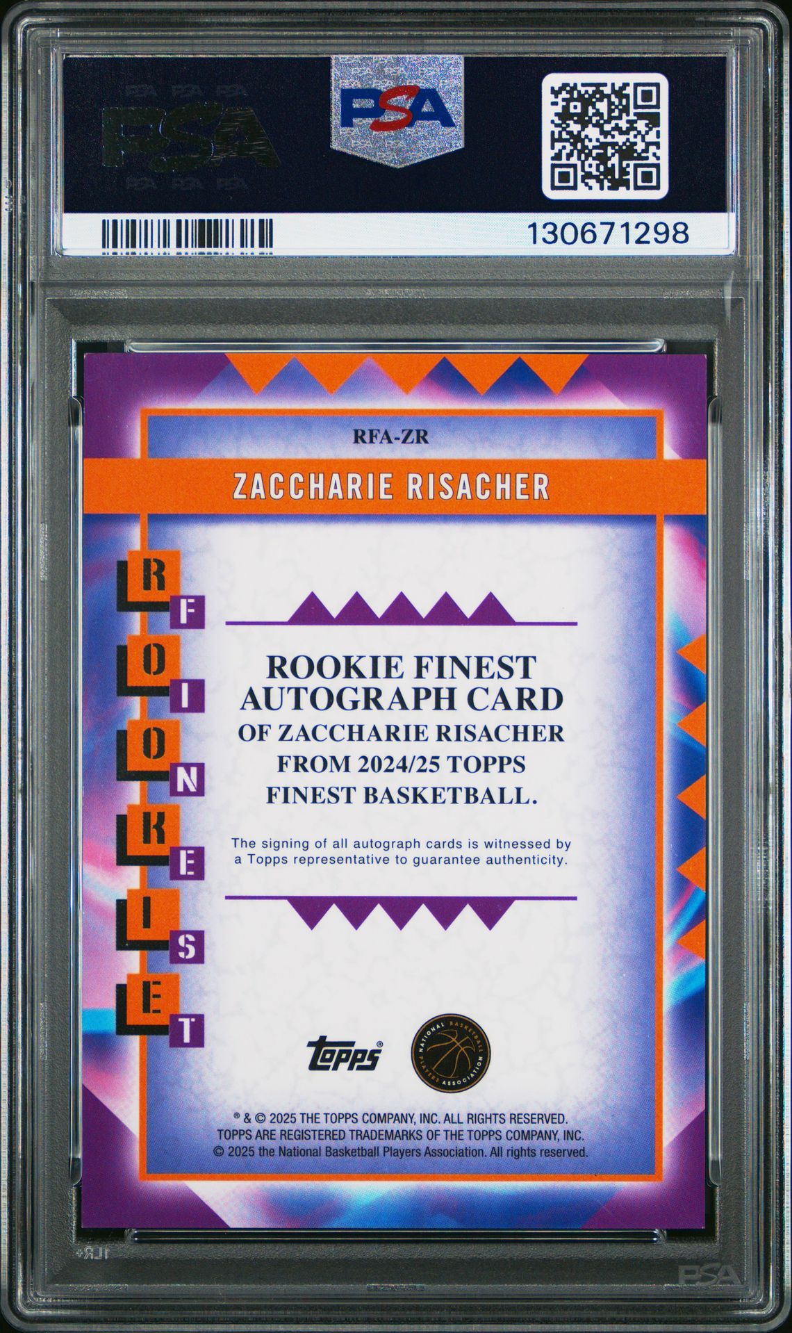 2024 Topps Finest Rookie Finest Autographs Zaccharie Risacher #Rfazr (Rookie Finest Au-Gold Geo) Nm-Mt 8 back