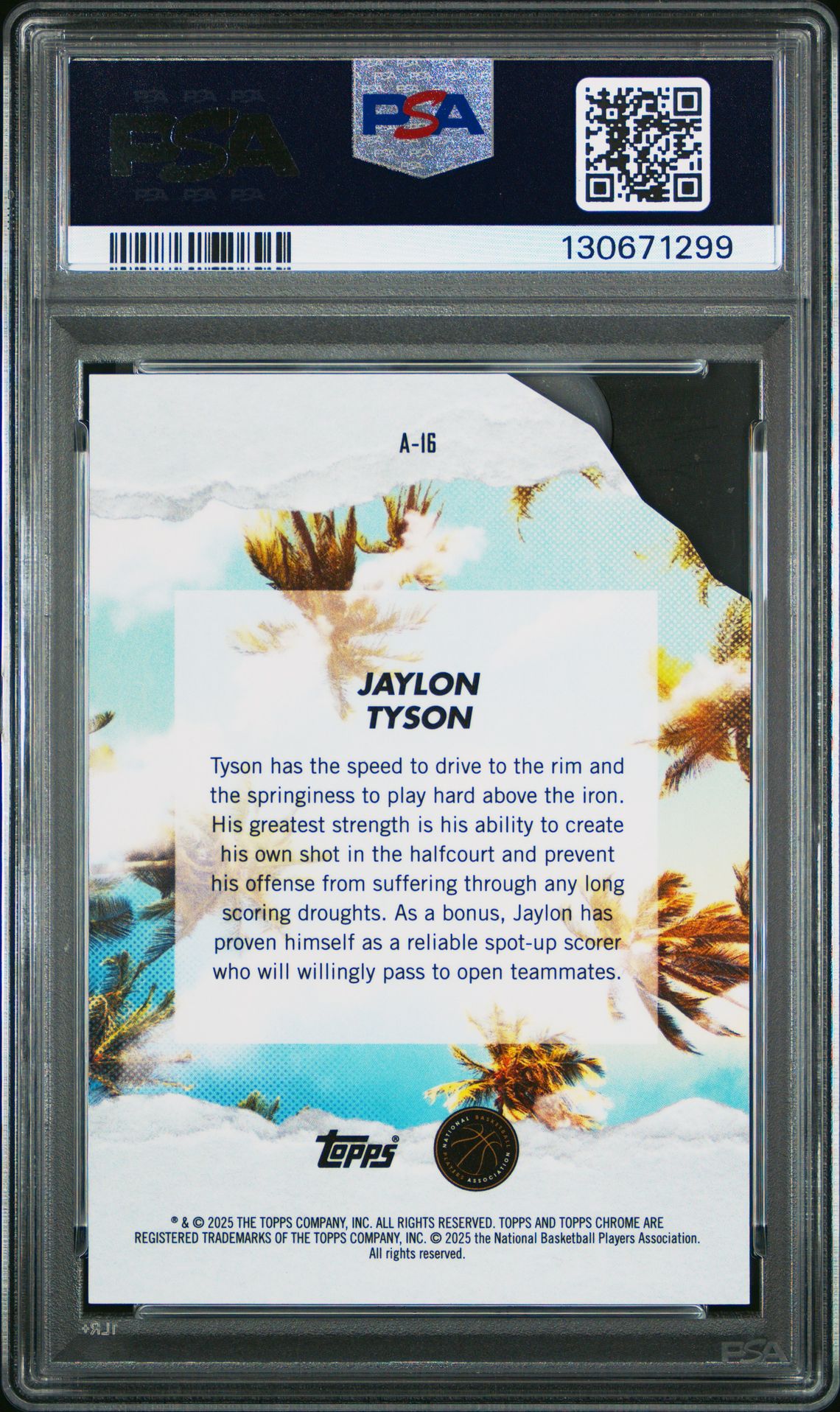 2024 Topps Finest Arrivals Jaylon Tyson #A16 (Arrivals-Purple Geo) Gem Mt 10 back