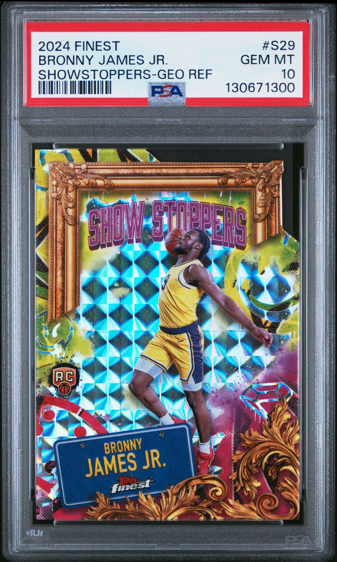 2024 Topps Finest Showstoppers Bronny James Jr. #S29 (Showstoppers-Geo Ref) Gem Mt 10 front