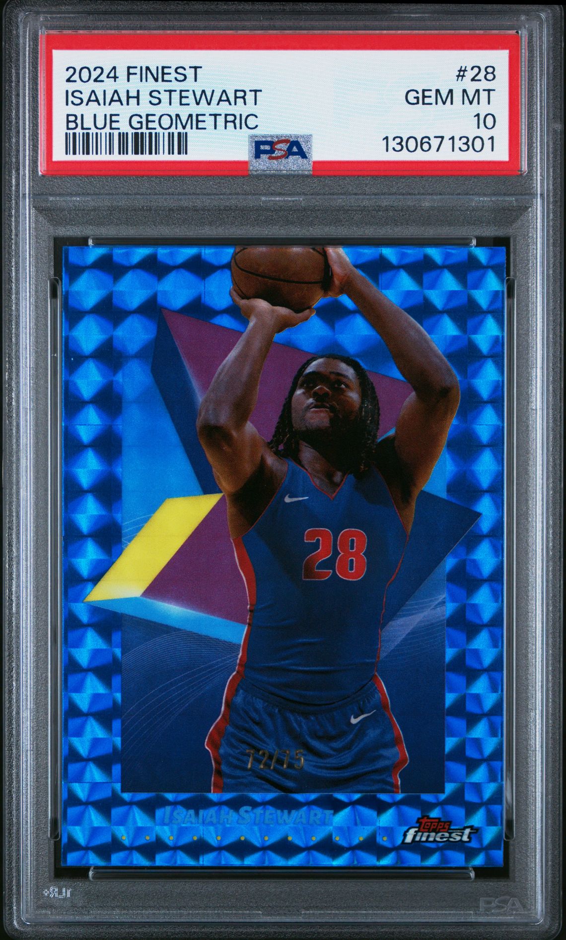 2024 Topps Finest Isaiah Stewart #28 (Blue Geometric) Gem Mt 10 front