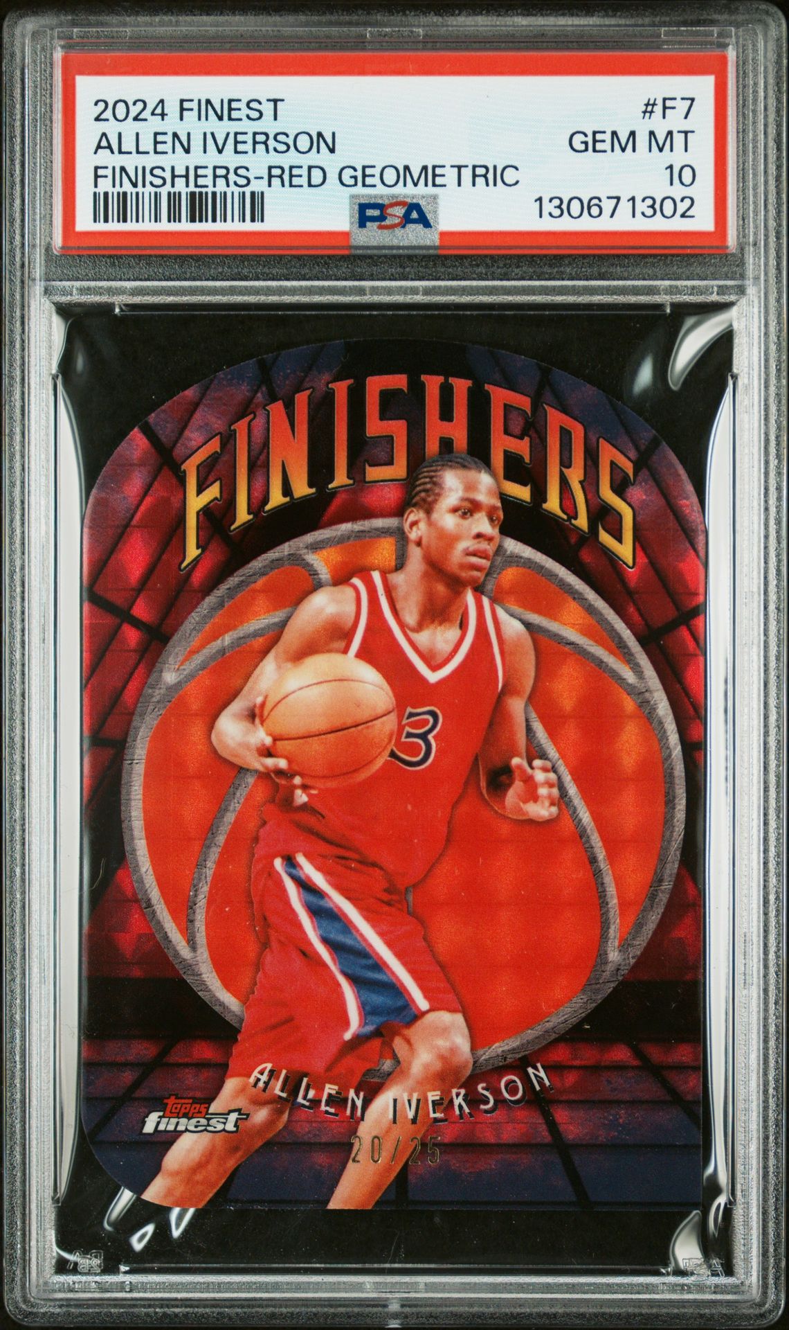 2024 Topps Finest Finishers Allen Iverson #F7 (Finishers-Red Geometric) Gem Mt 10 front