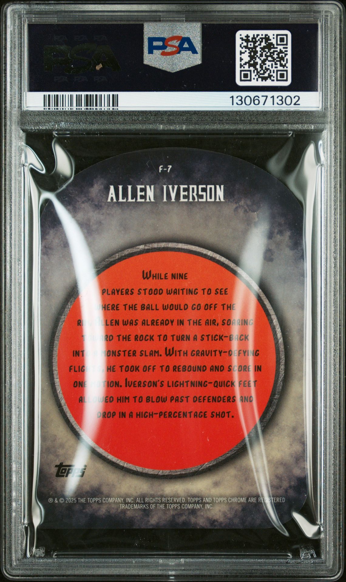 2024 Topps Finest Finishers Allen Iverson #F7 (Finishers-Red Geometric) Gem Mt 10 back
